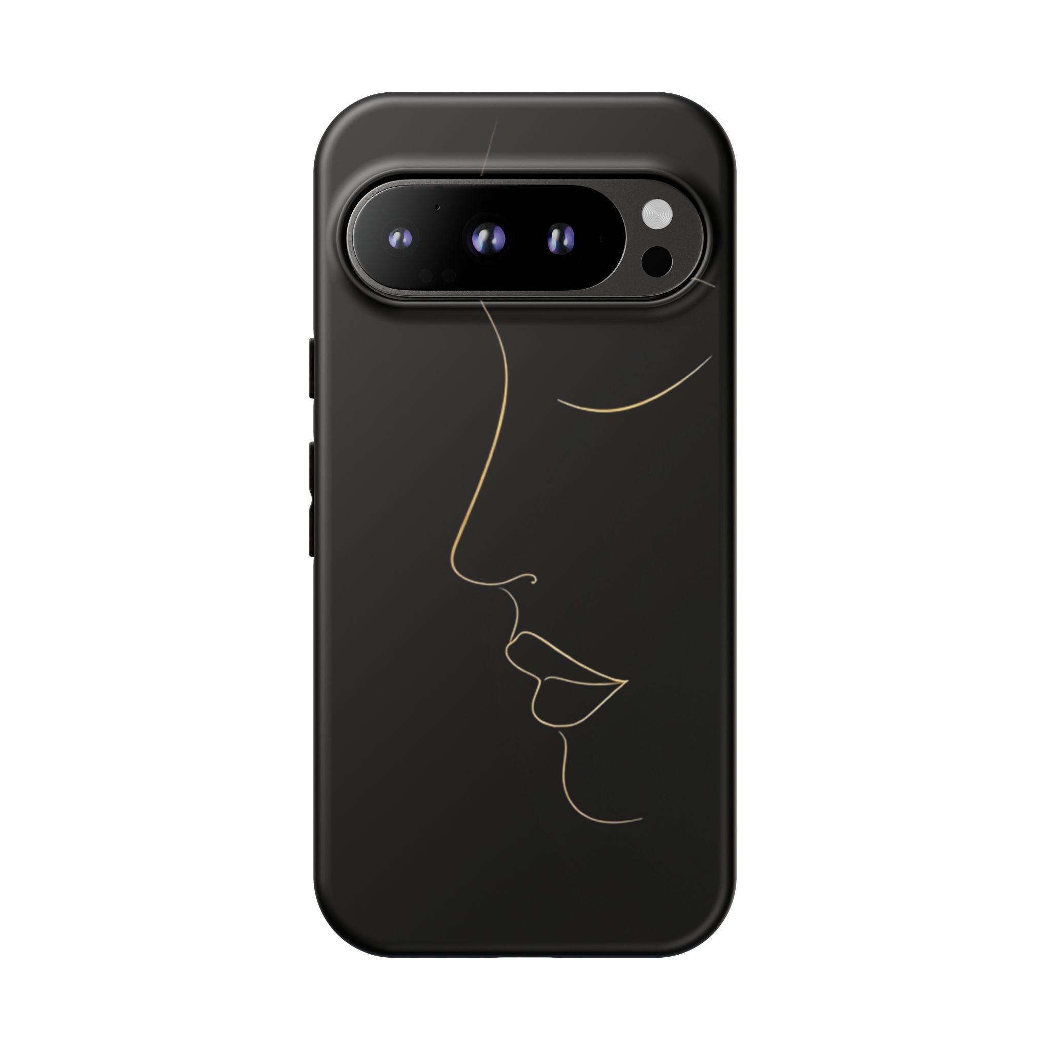 Android OR iPhone Compatible Cases - Gold Line Face Design - Unique Tough Cases