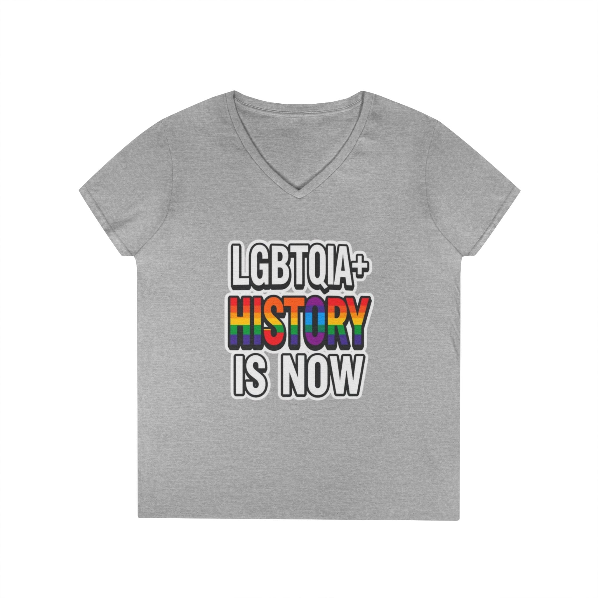 LGBTQIA+ History V-Neck T-Shirt for Pride and Activism