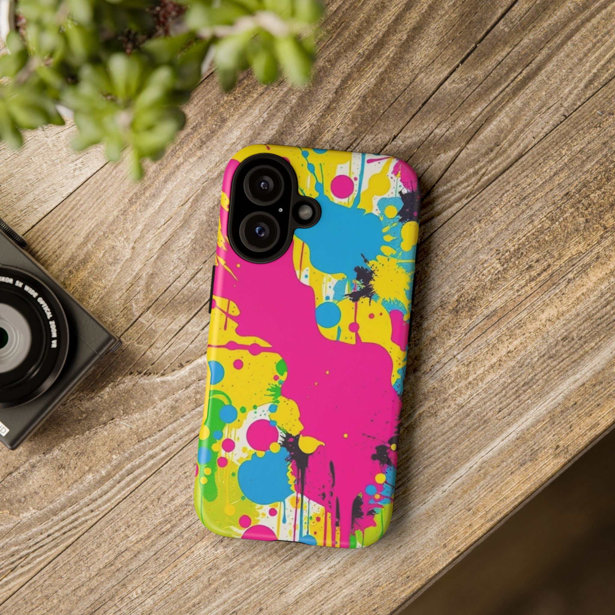Android OR iPhone Compatible Cases - Crazy Retro Color Splash Design - Unique Tough Cases