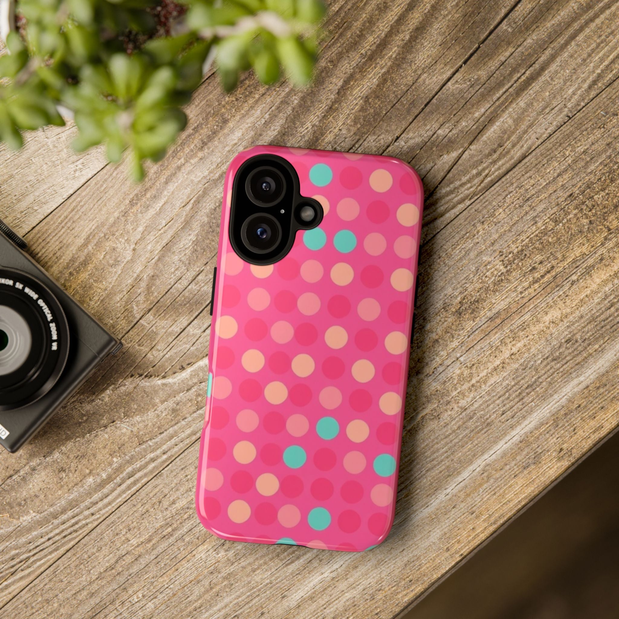 Android OR iPhone Protective Cases - Retro Polka Dots Pattern Tough Case