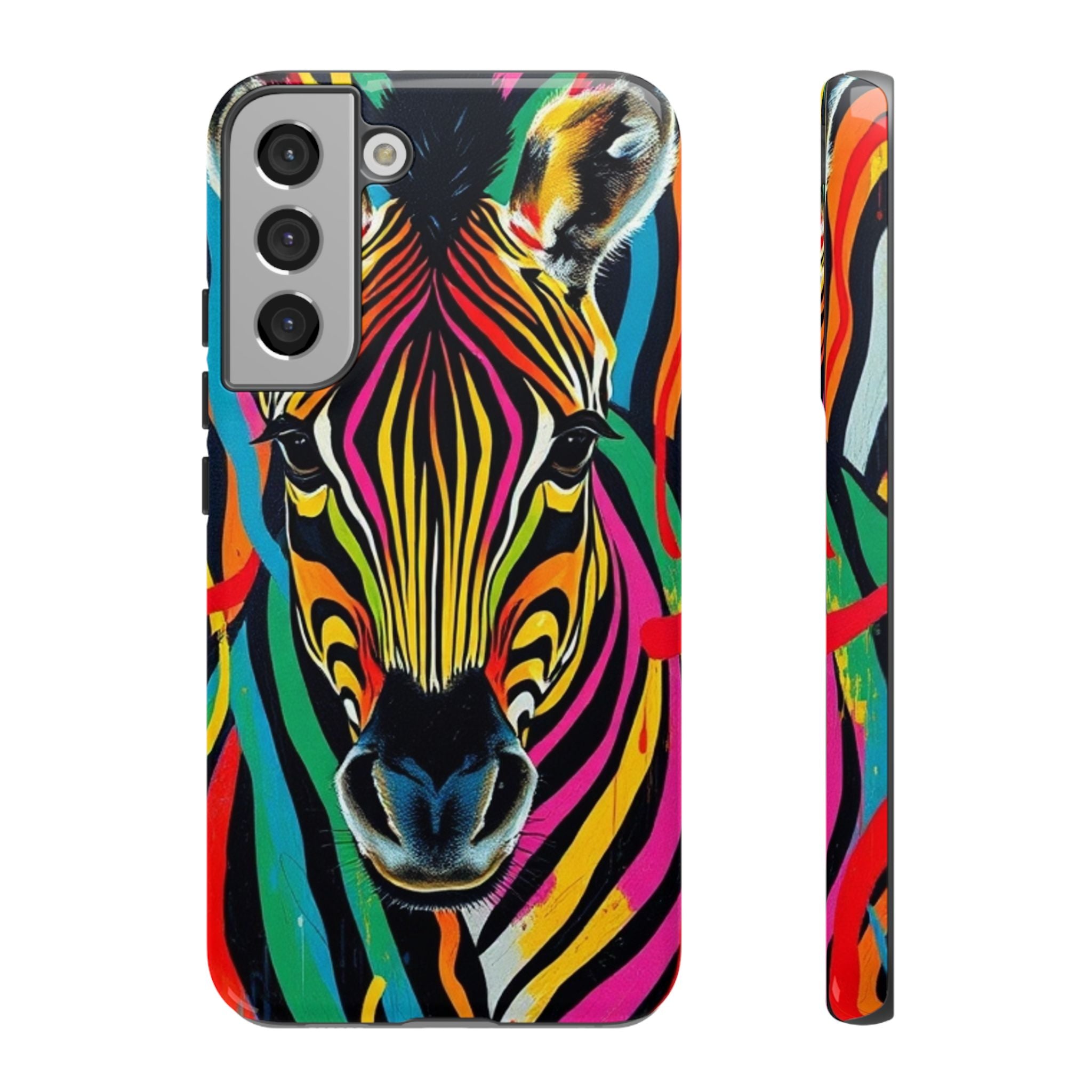 Android OR iPhone Compatible Cases - Rainbow Zebra Design - Unique Tough Cases