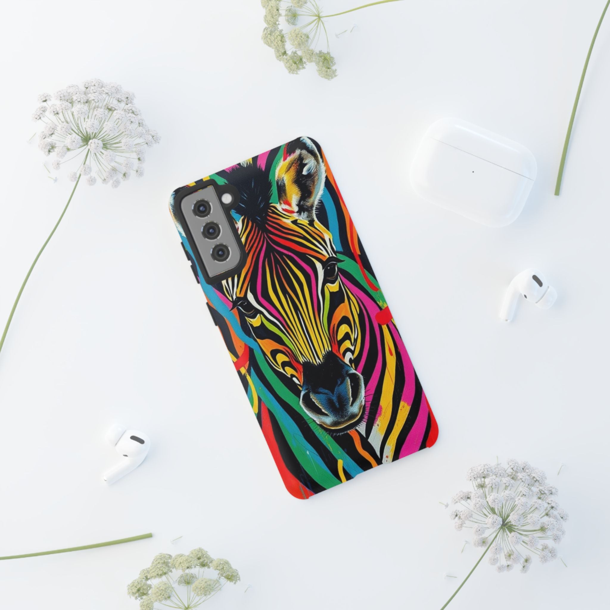 Android OR iPhone Compatible Cases - Rainbow Zebra Design - Unique Tough Cases