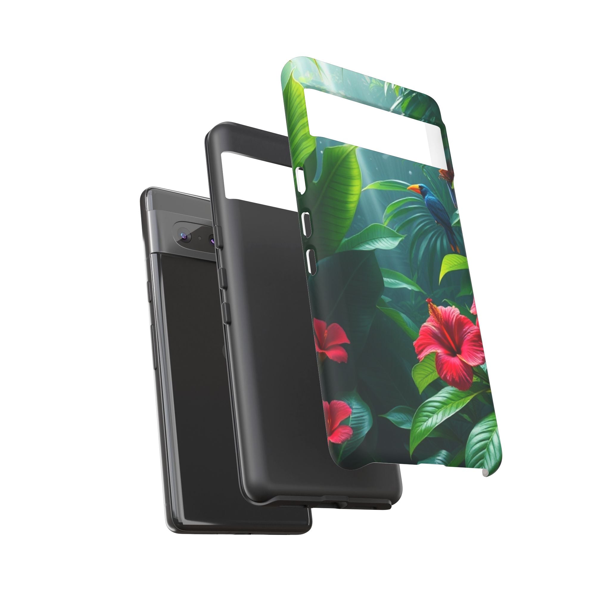 Android OR iPhone Compatible Cases - Tropical Flower & Bird Design - Unique Tough Cases