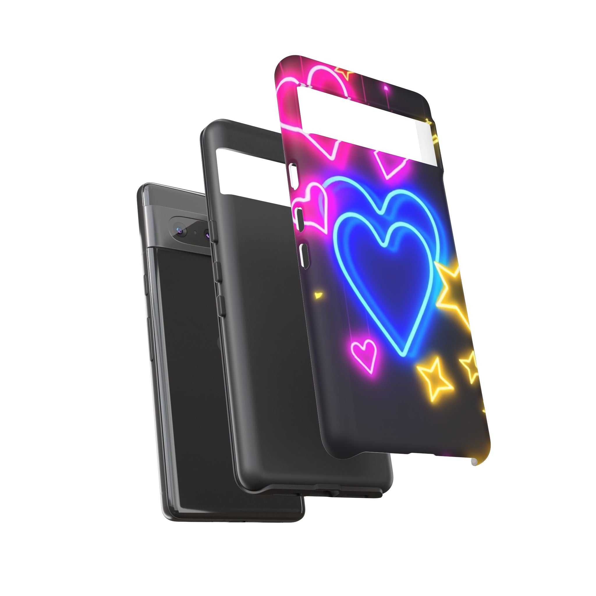 Android OR iPhone Compatible Cases - Neon Love Design - Unique Tough Cases
