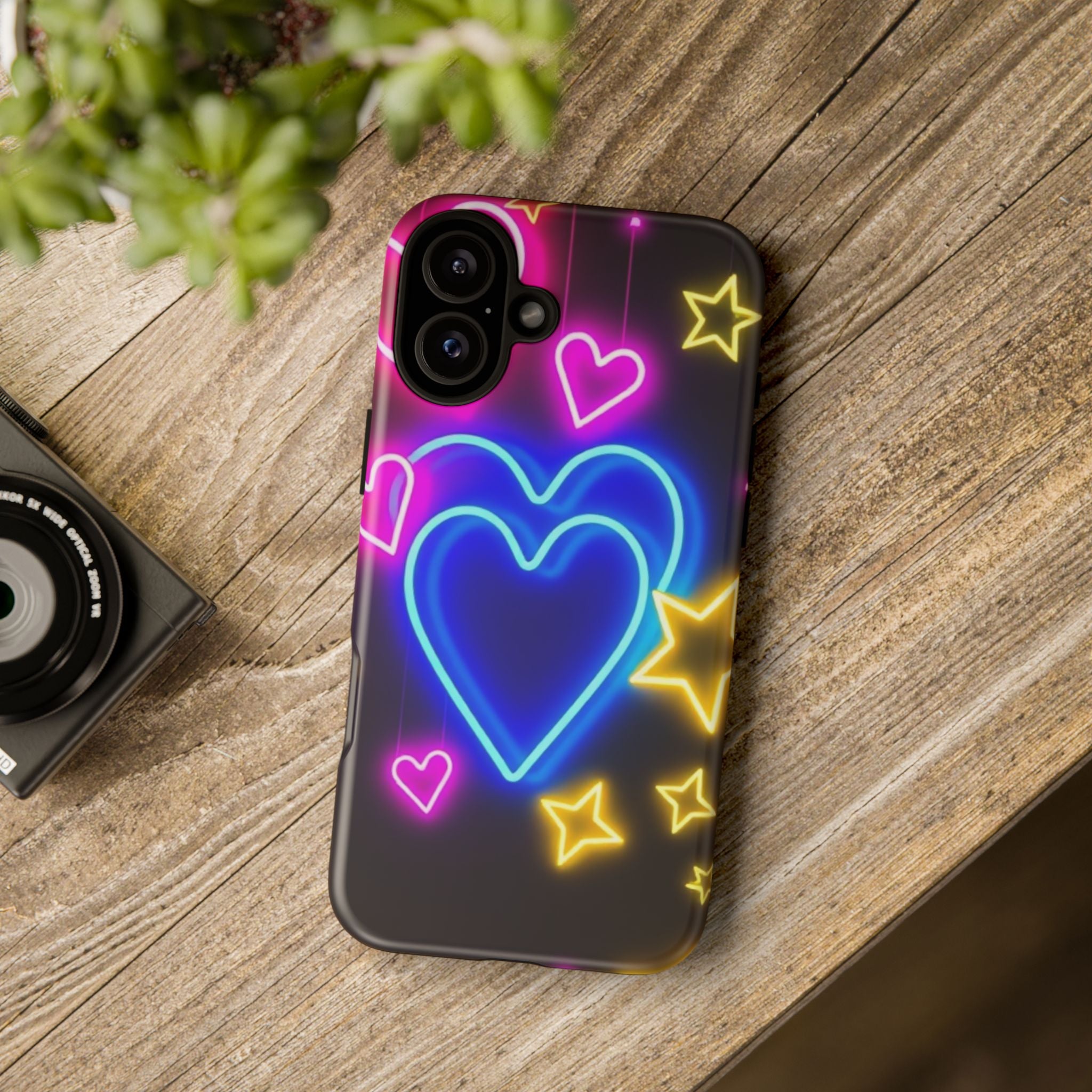 Android OR iPhone Compatible Cases - Neon Love Design - Unique Tough Cases