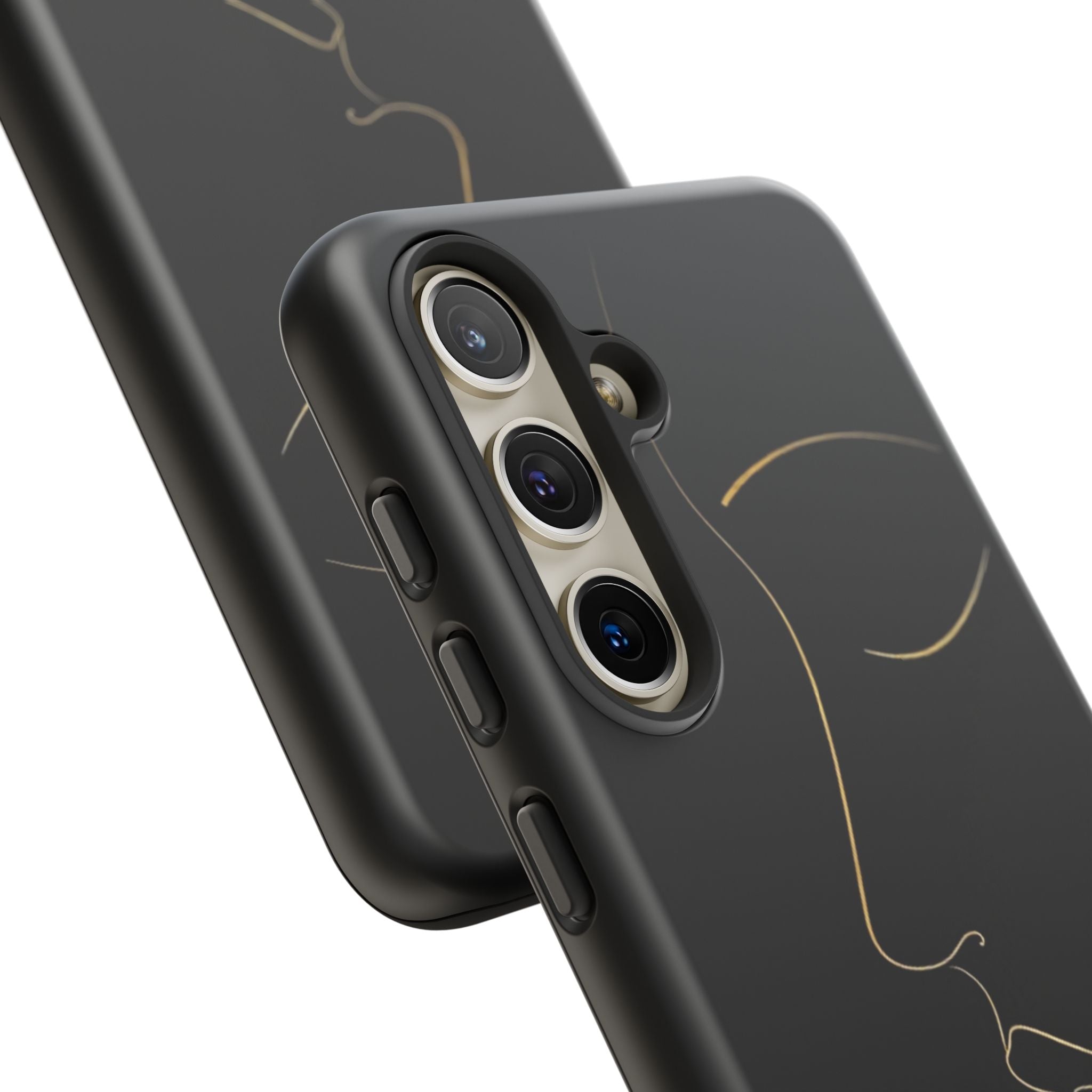 Android OR iPhone Compatible Cases - Gold Line Face Design - Unique Tough Cases