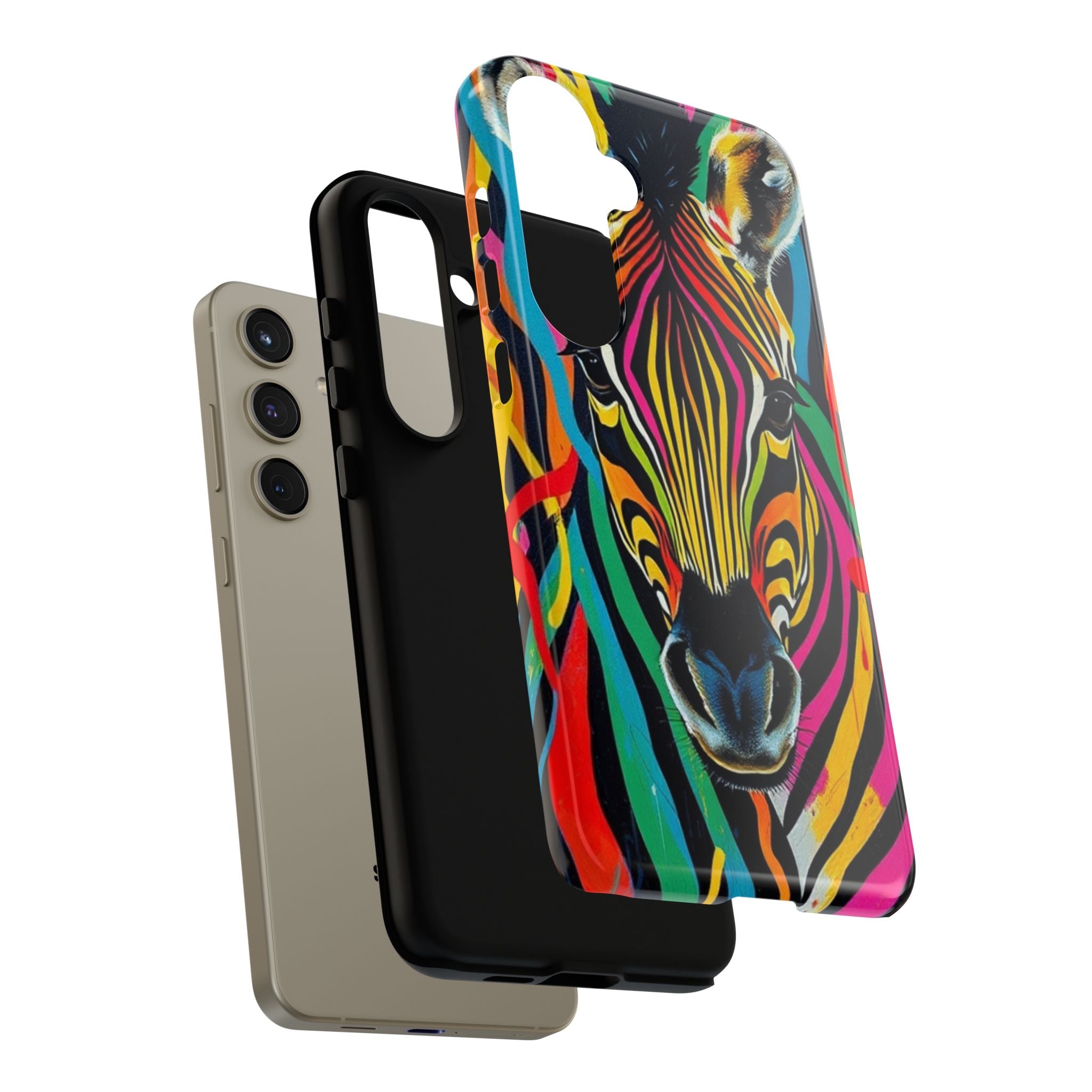 Android OR iPhone Compatible Cases - Rainbow Zebra Design - Unique Tough Cases