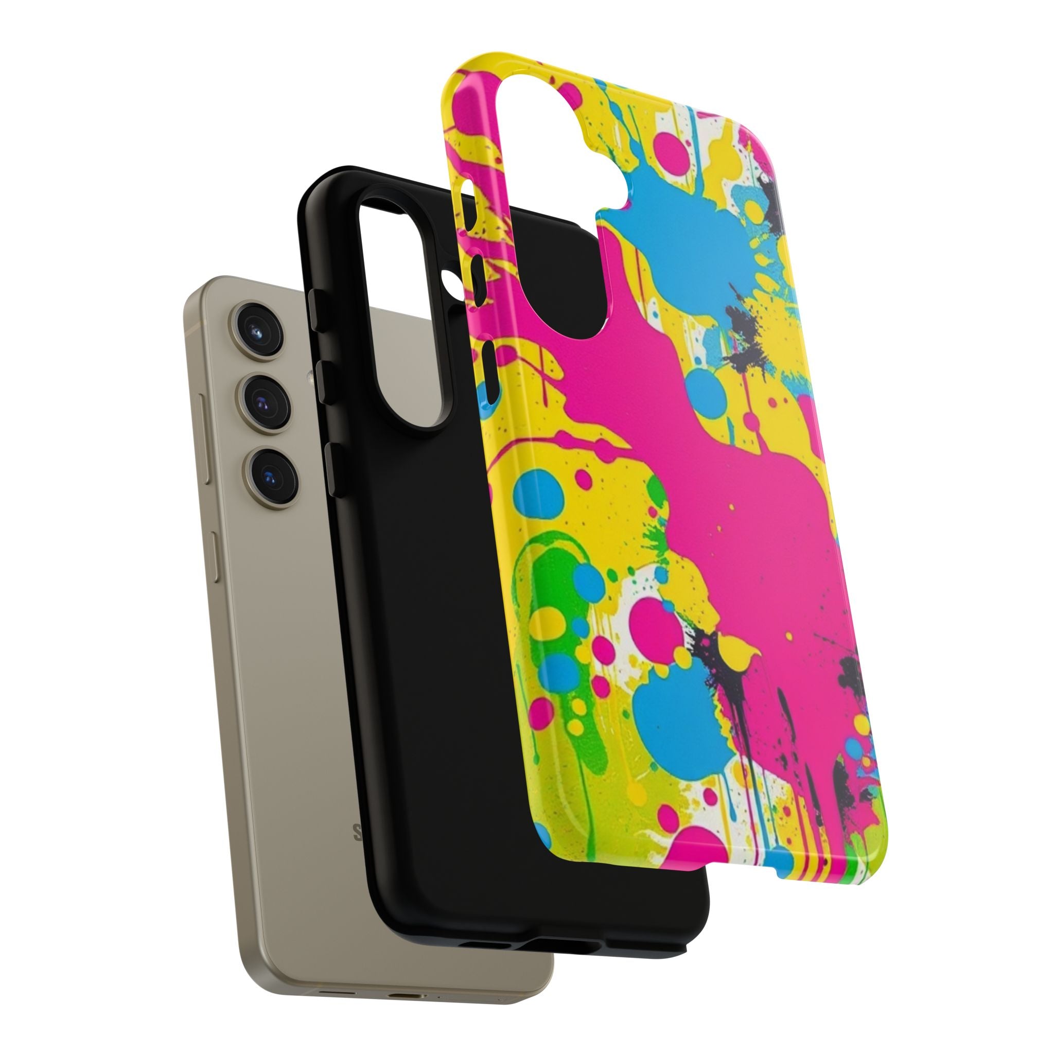 Android OR iPhone Compatible Cases - Crazy Retro Color Splash Design - Unique Tough Cases