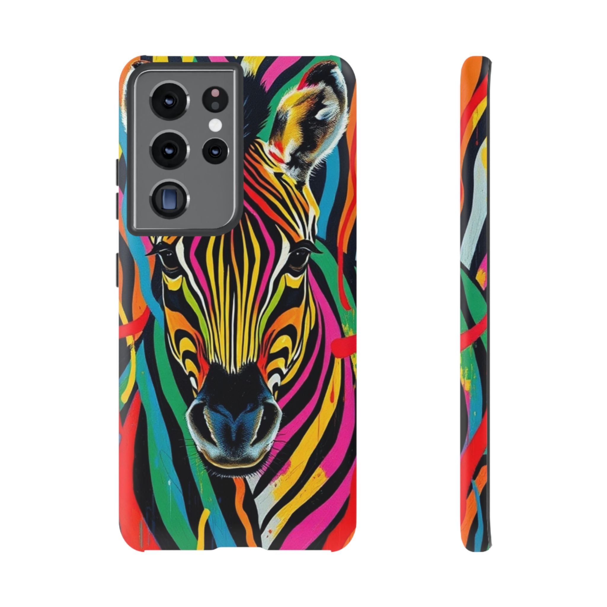 Android OR iPhone Compatible Cases - Rainbow Zebra Design - Unique Tough Cases