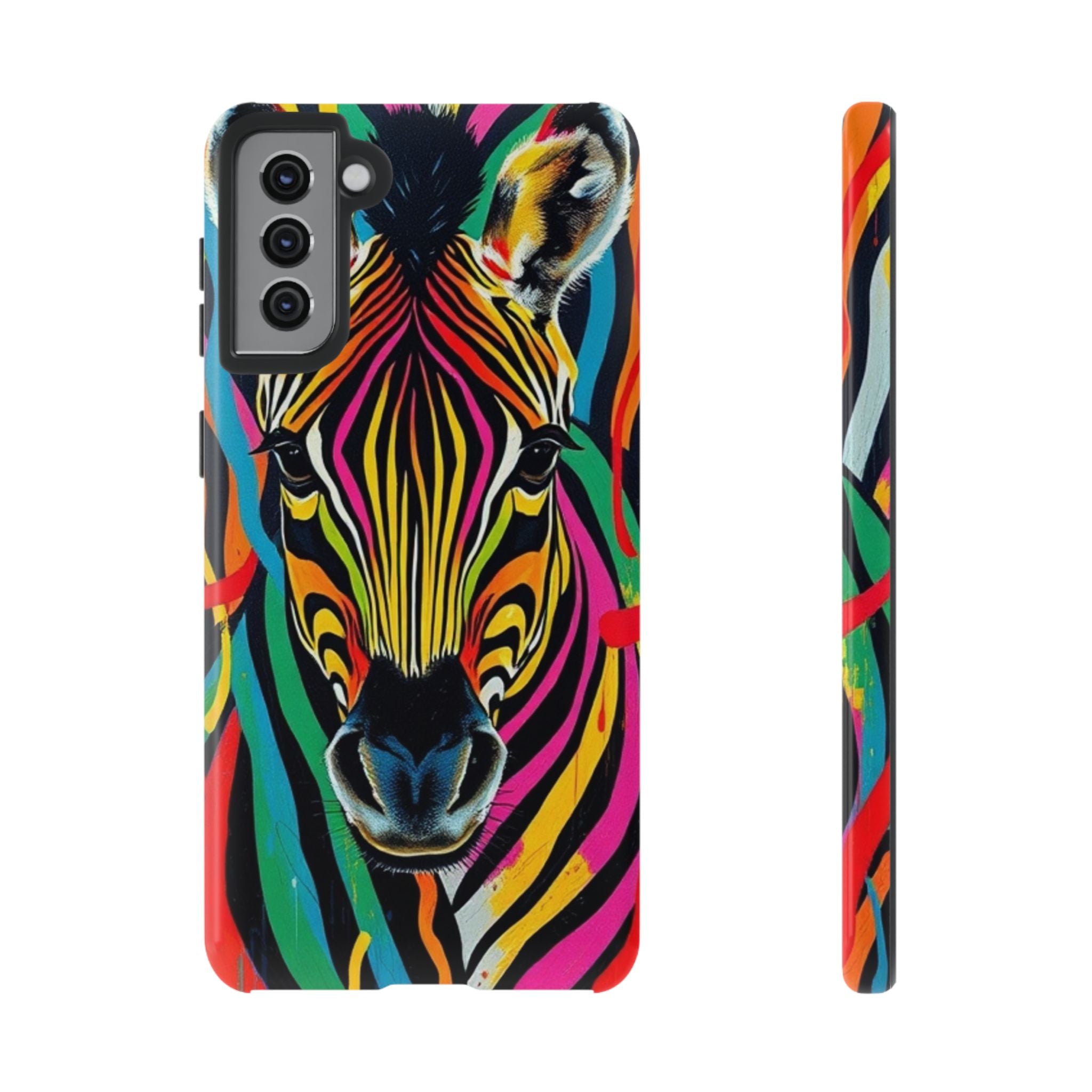 Android OR iPhone Compatible Cases - Rainbow Zebra Design - Unique Tough Cases