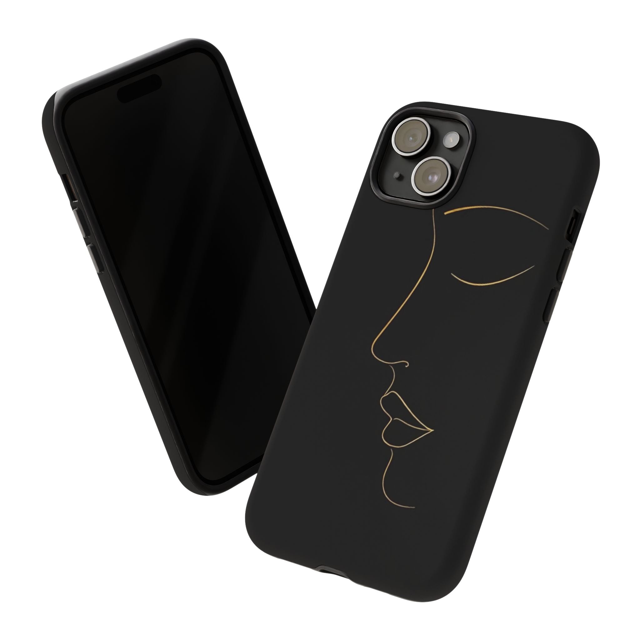 Android OR iPhone Compatible Cases - Gold Line Face Design - Unique Tough Cases