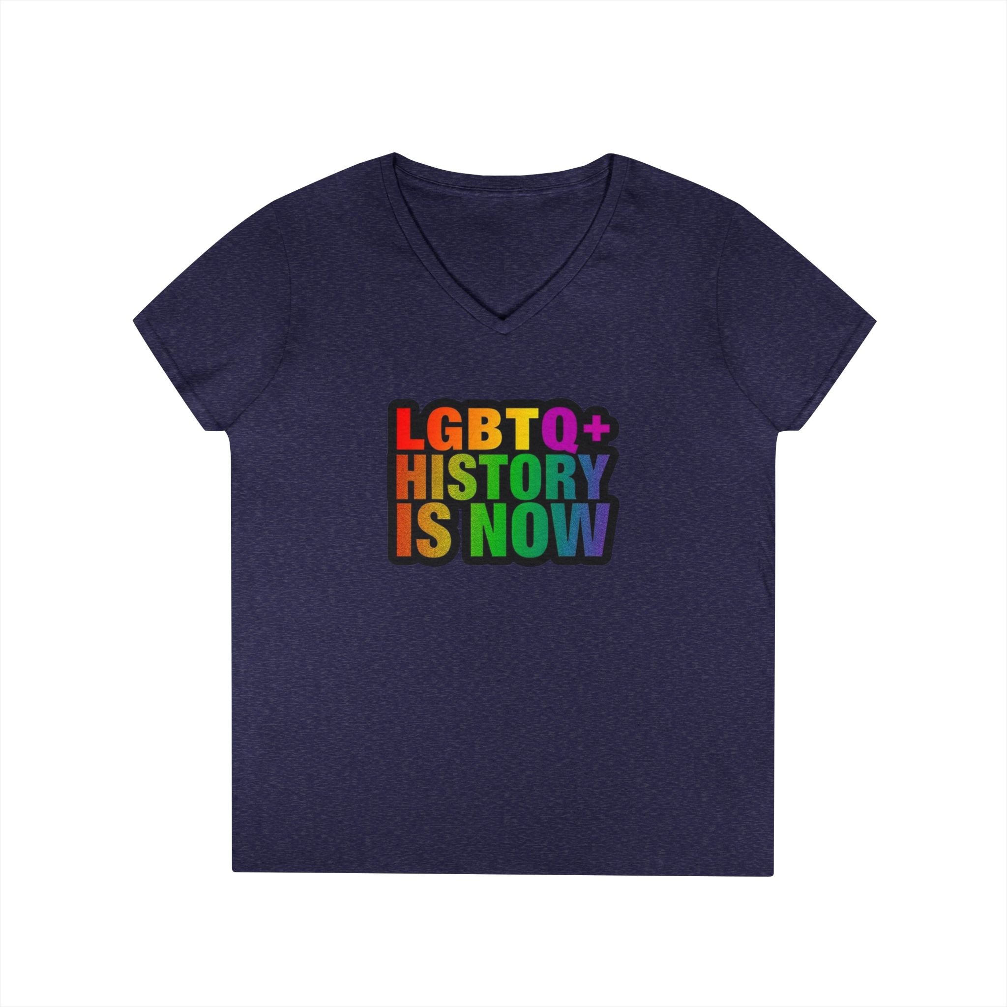LGBTQ+ History V-Neck T-Shirt for Pride and Awareness