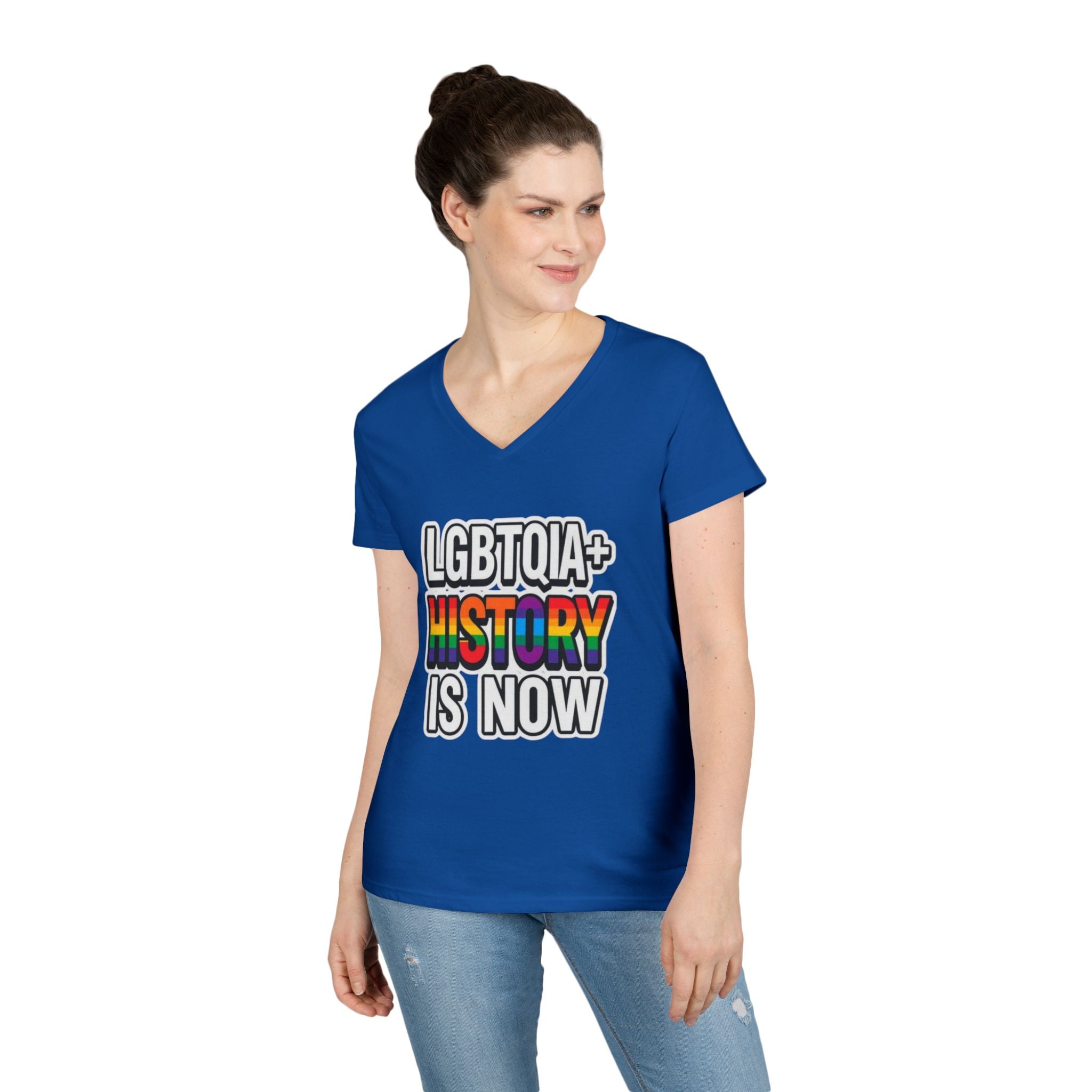 LGBTQIA+ History V-Neck T-Shirt for Pride and Activism