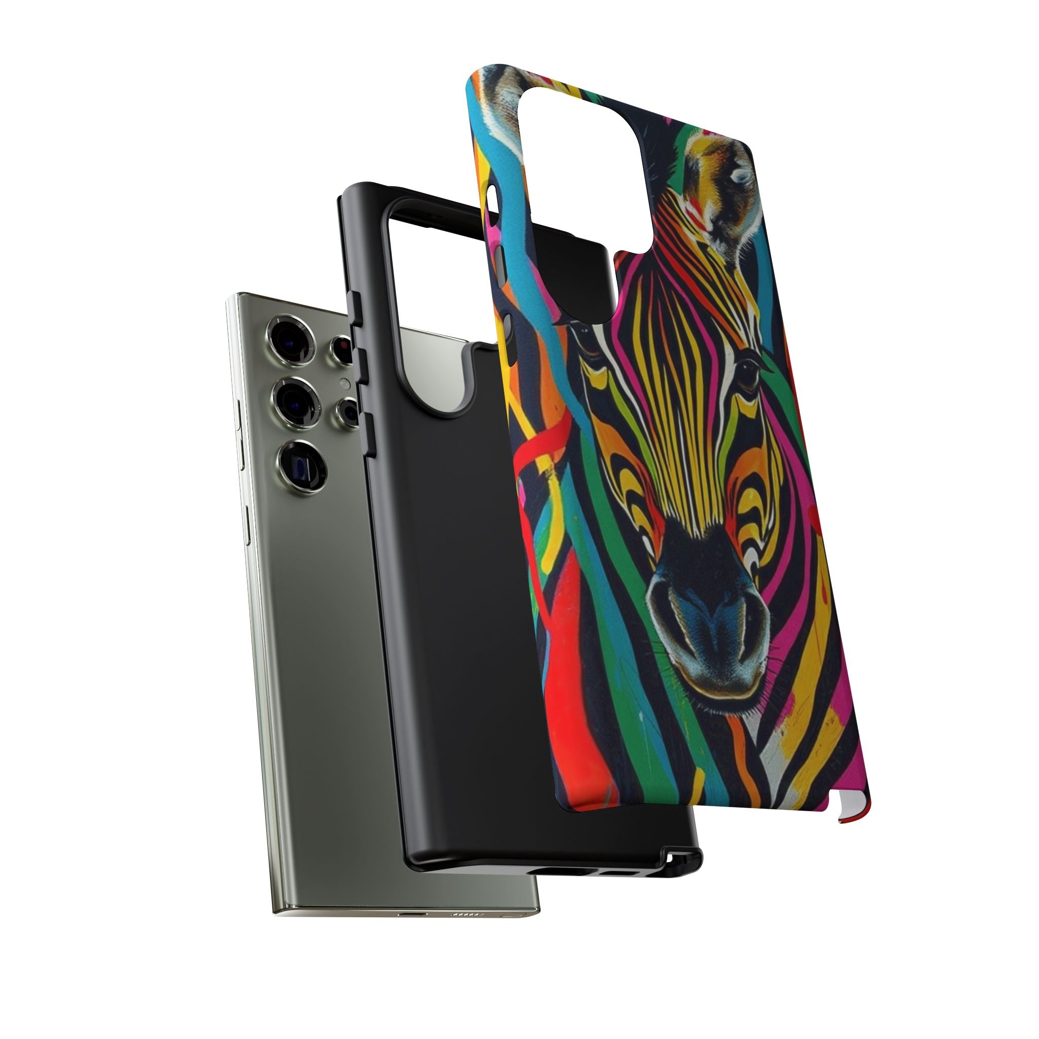 Android OR iPhone Compatible Cases - Rainbow Zebra Design - Unique Tough Cases