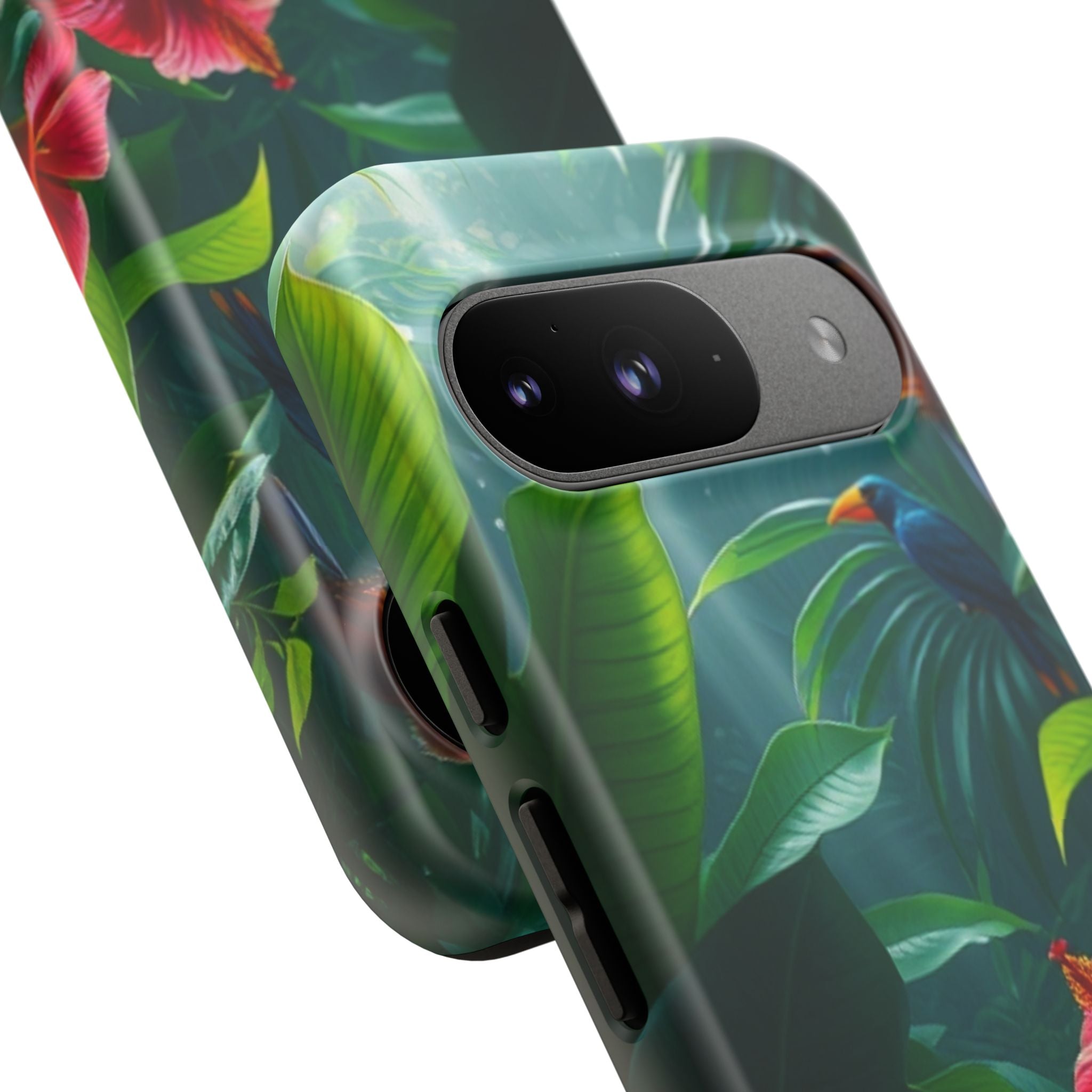 Android OR iPhone Compatible Cases - Tropical Flower & Bird Design - Unique Tough Cases