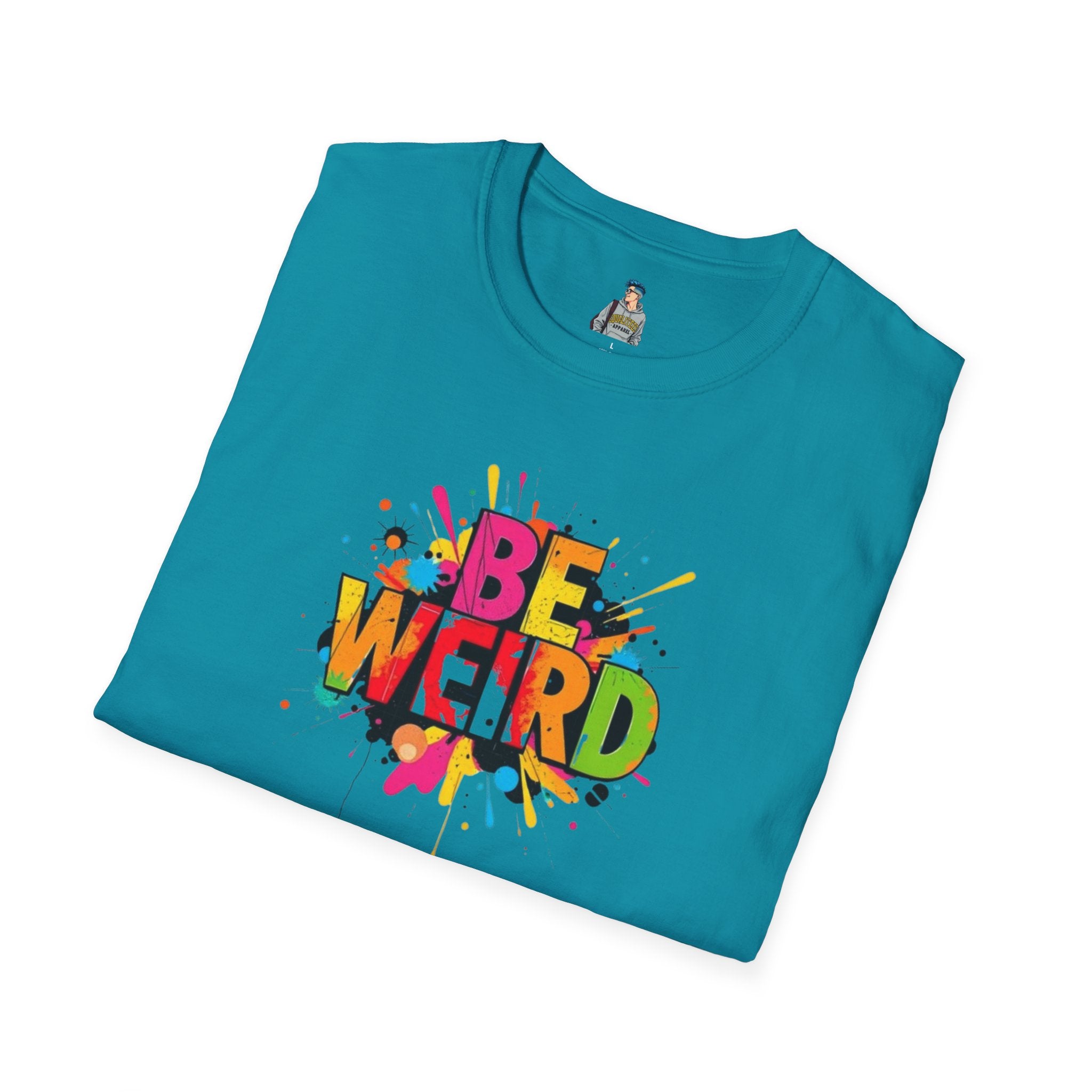 Be Weird Unisex Softstyle T-Shirt - Fun and Colorful Graphic Tee for Self-Expression