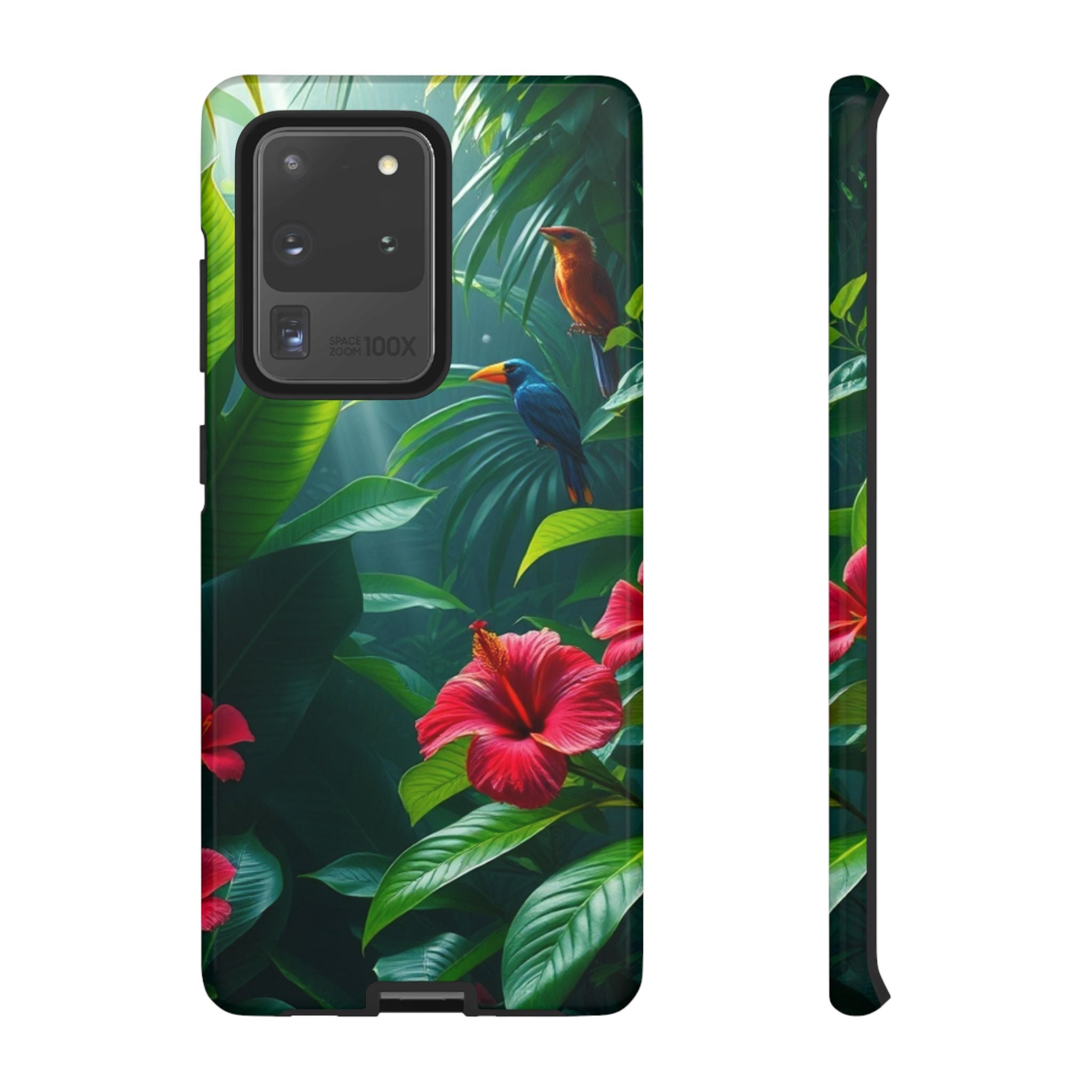 Android OR iPhone Compatible Cases - Tropical Flower & Bird Design - Unique Tough Cases