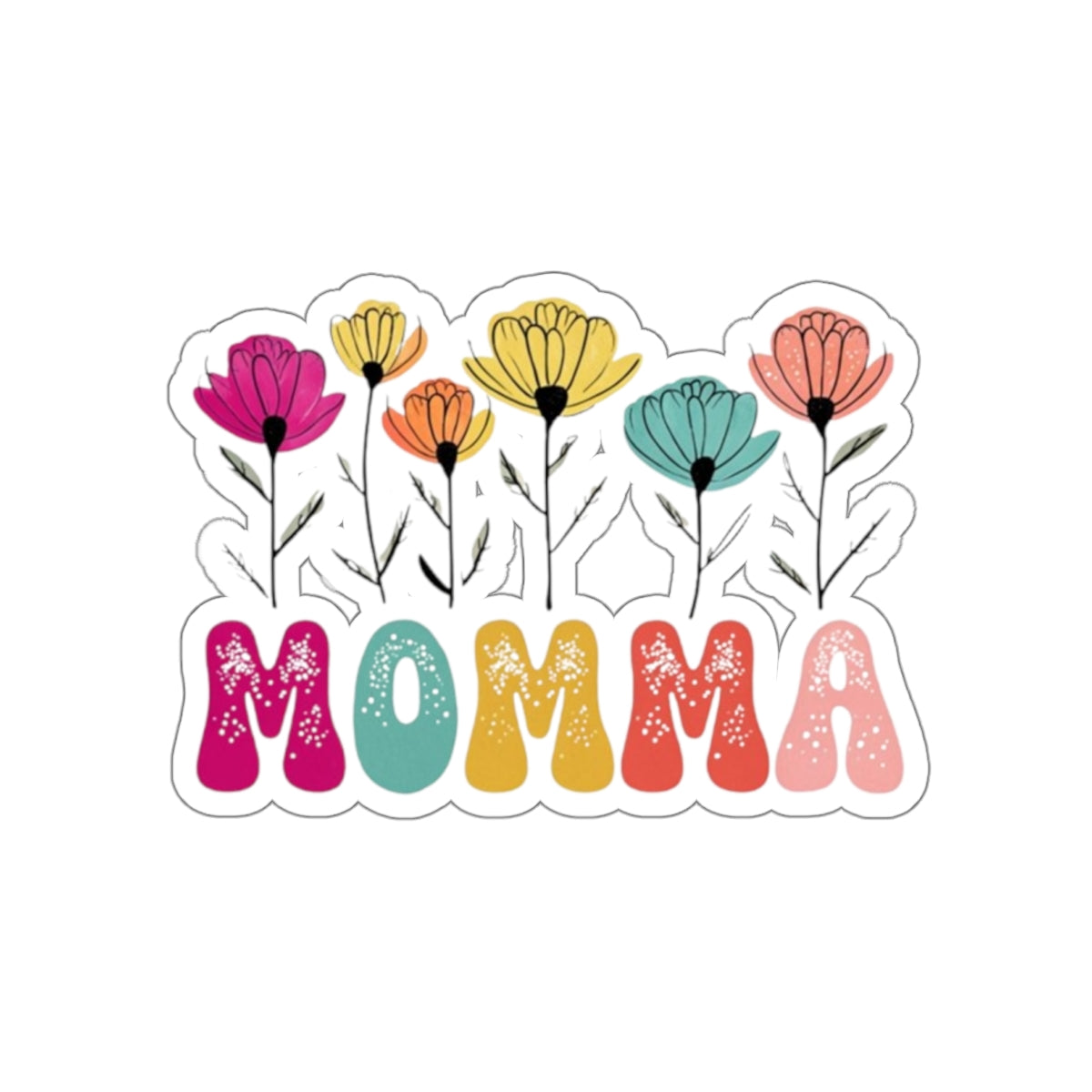 Die-Cut Stickers - MOMMA With Flowers