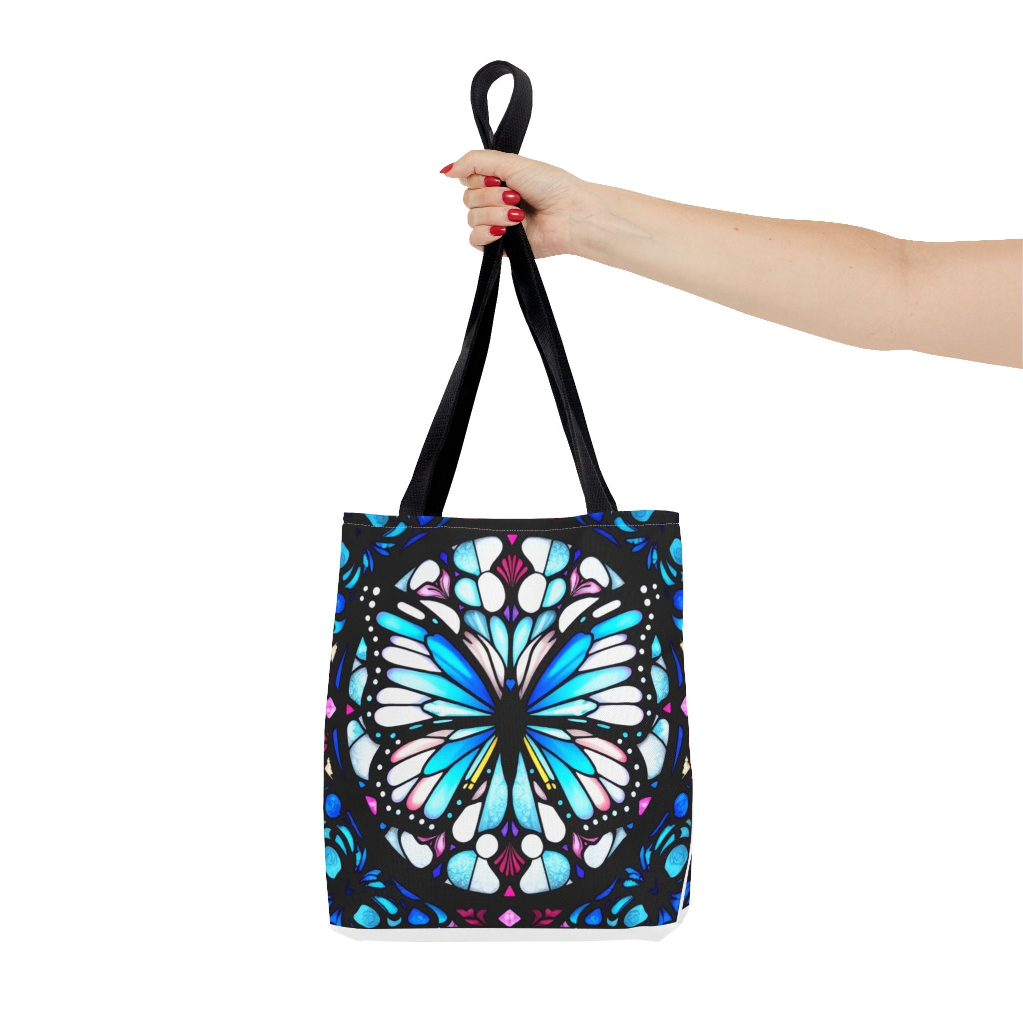 Colorful Butterfly Stained Glass Design Tote Bag