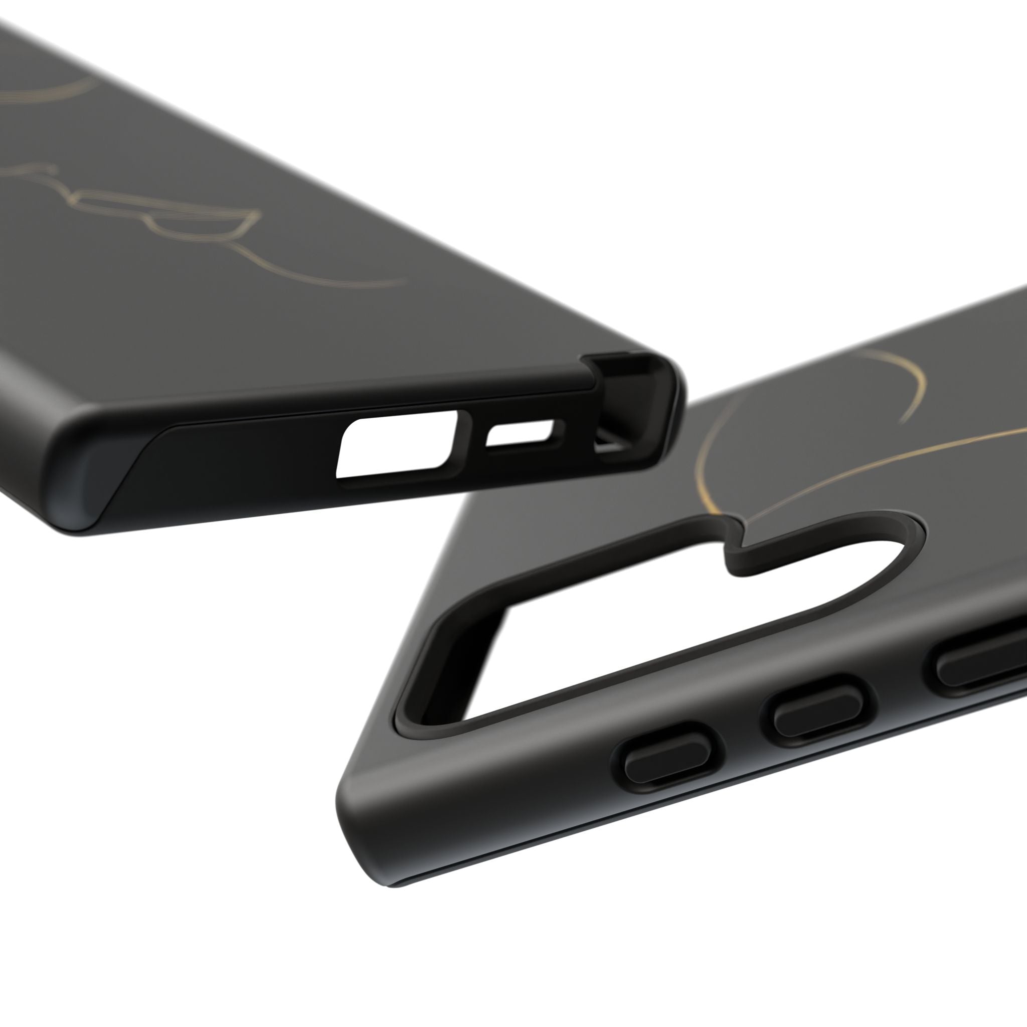 Android OR iPhone Compatible Cases - Gold Line Face Design - Unique Tough Cases