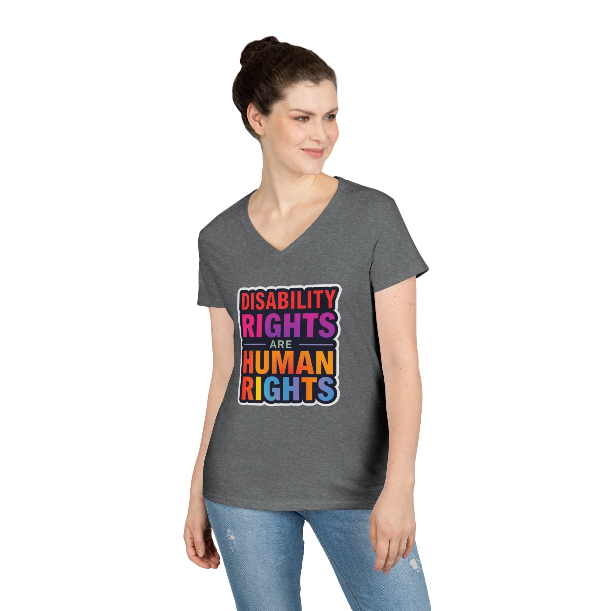 Empowering Ladies' V-Neck T-Shirt - Disability Rights Are Human Rights