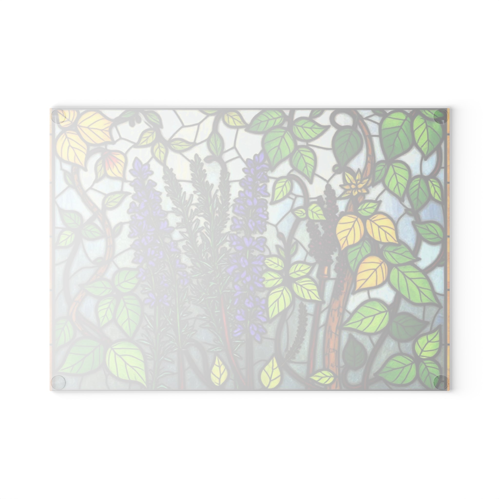 Botanical Stained Glass Cutting Board - Colorful Kitchen Decor for Nature Lovers