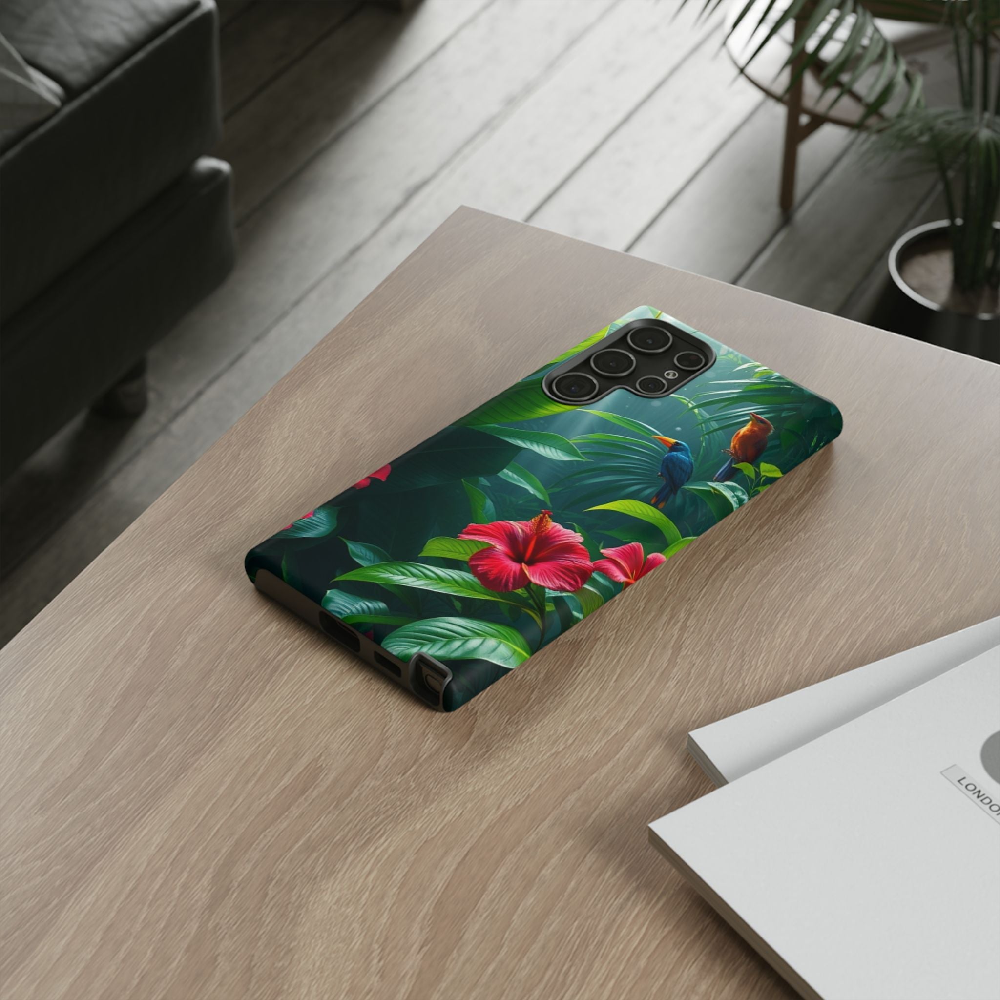 Android OR iPhone Compatible Cases - Tropical Flower & Bird Design - Unique Tough Cases