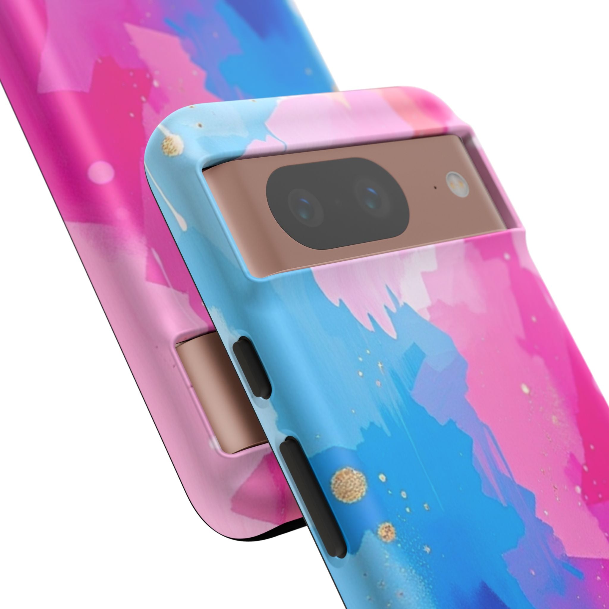 Android OR iPhone Compatible Cases - Pink and Blue Color Splash Design