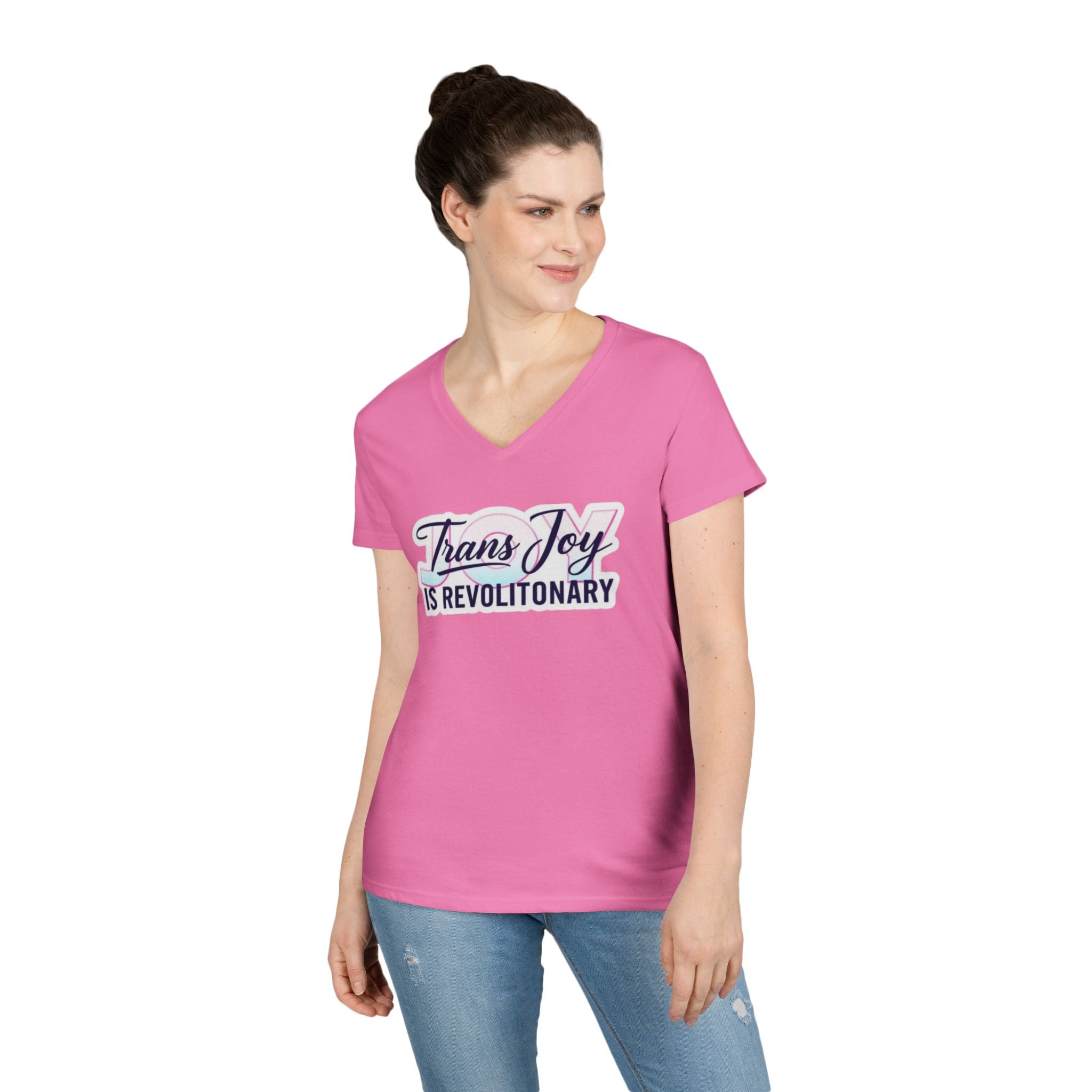 Trans Joy Ladies' V-Neck T-Shirt - Celebrate the LGBTQ+ Community