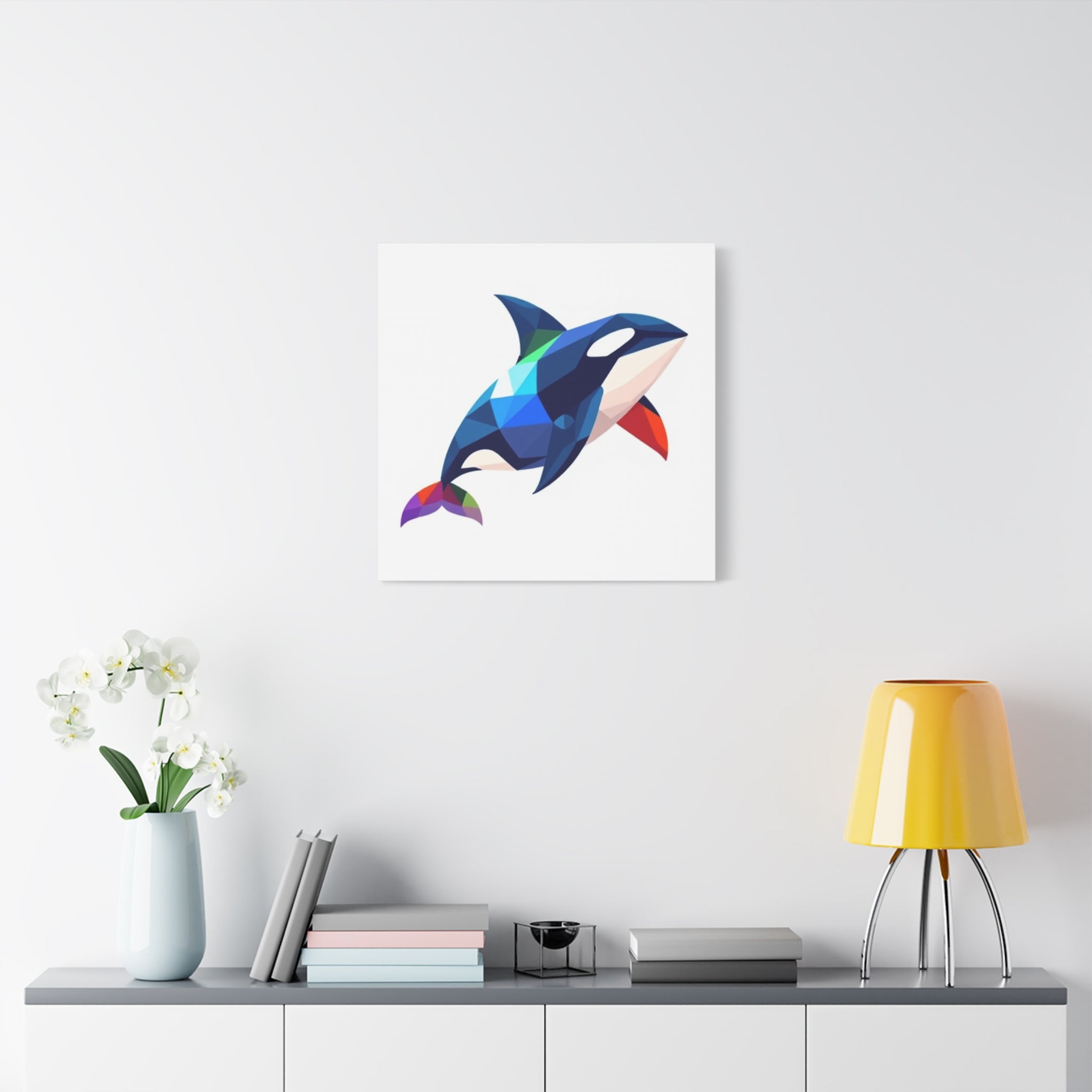 Colorful Orca Whale Canvas Art - Stretched Matte Wall Decor