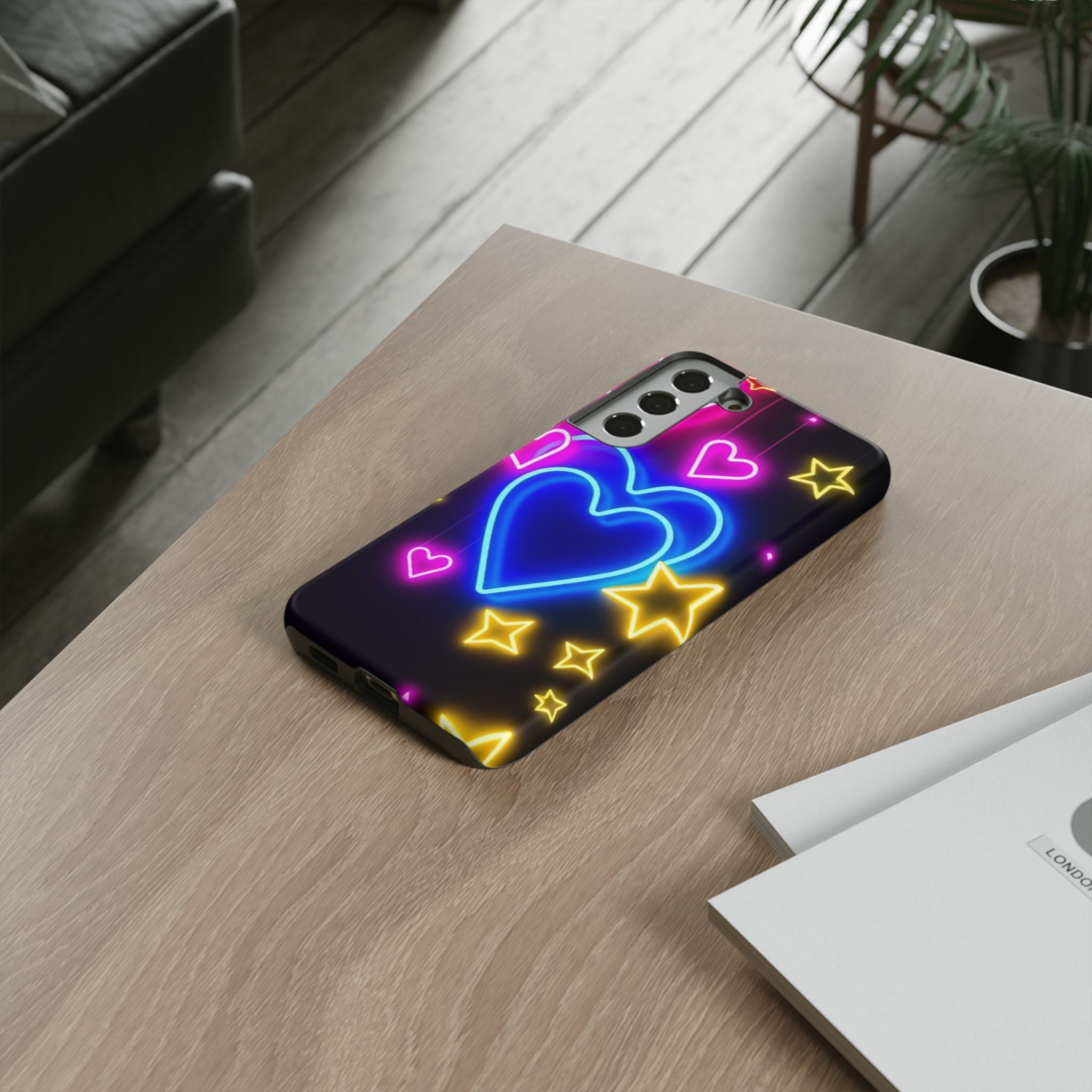 Android OR iPhone Compatible Cases - Neon Love Design - Unique Tough Cases