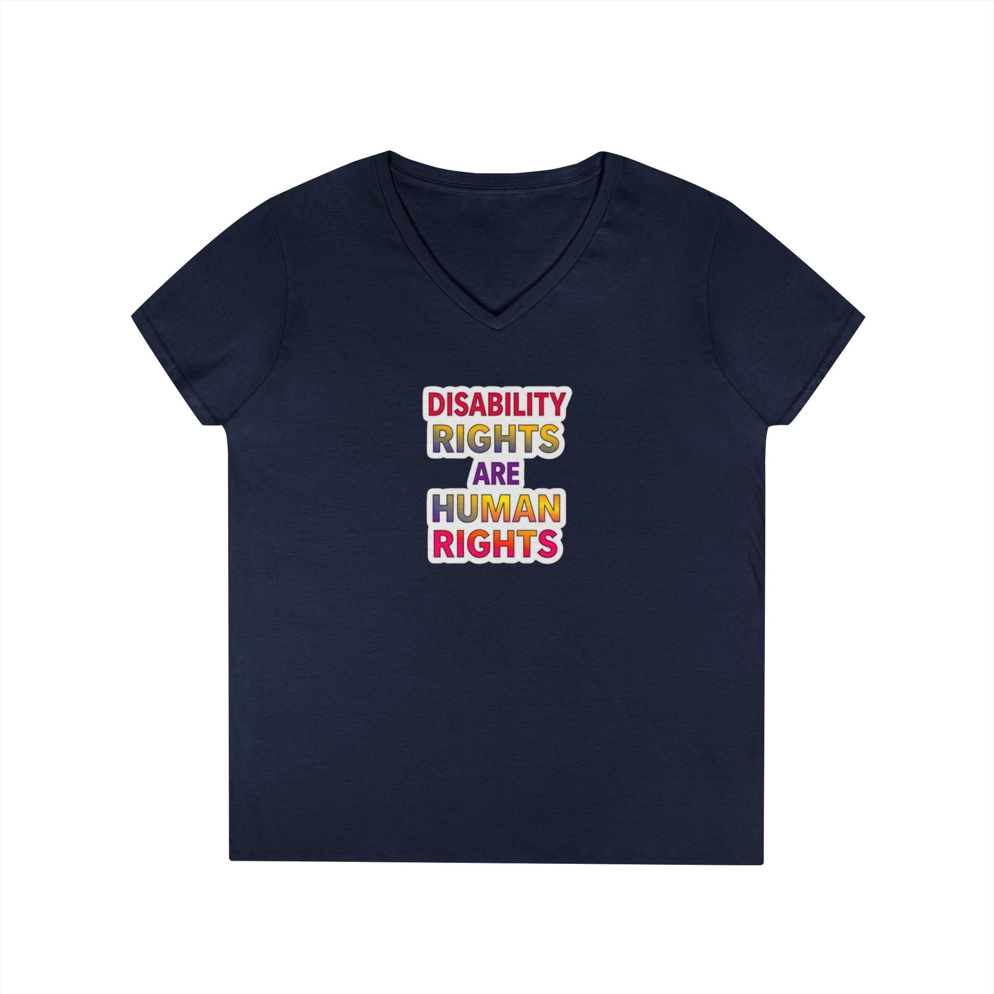 Empowering Ladies' V-Neck T-Shirt - Disability Rights Are Human Rights