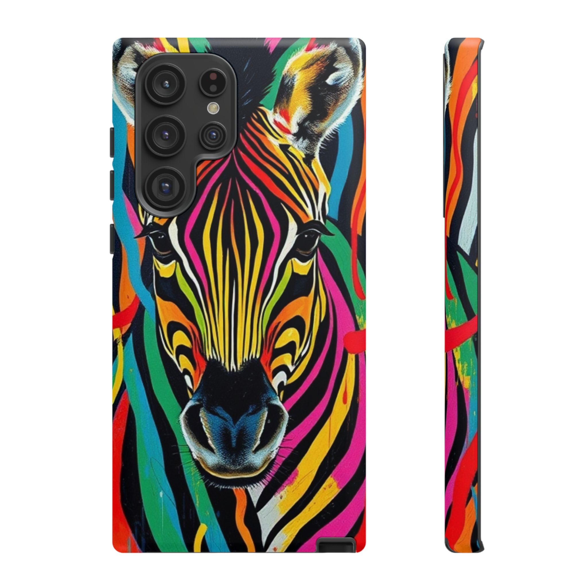 Android OR iPhone Compatible Cases - Rainbow Zebra Design - Unique Tough Cases