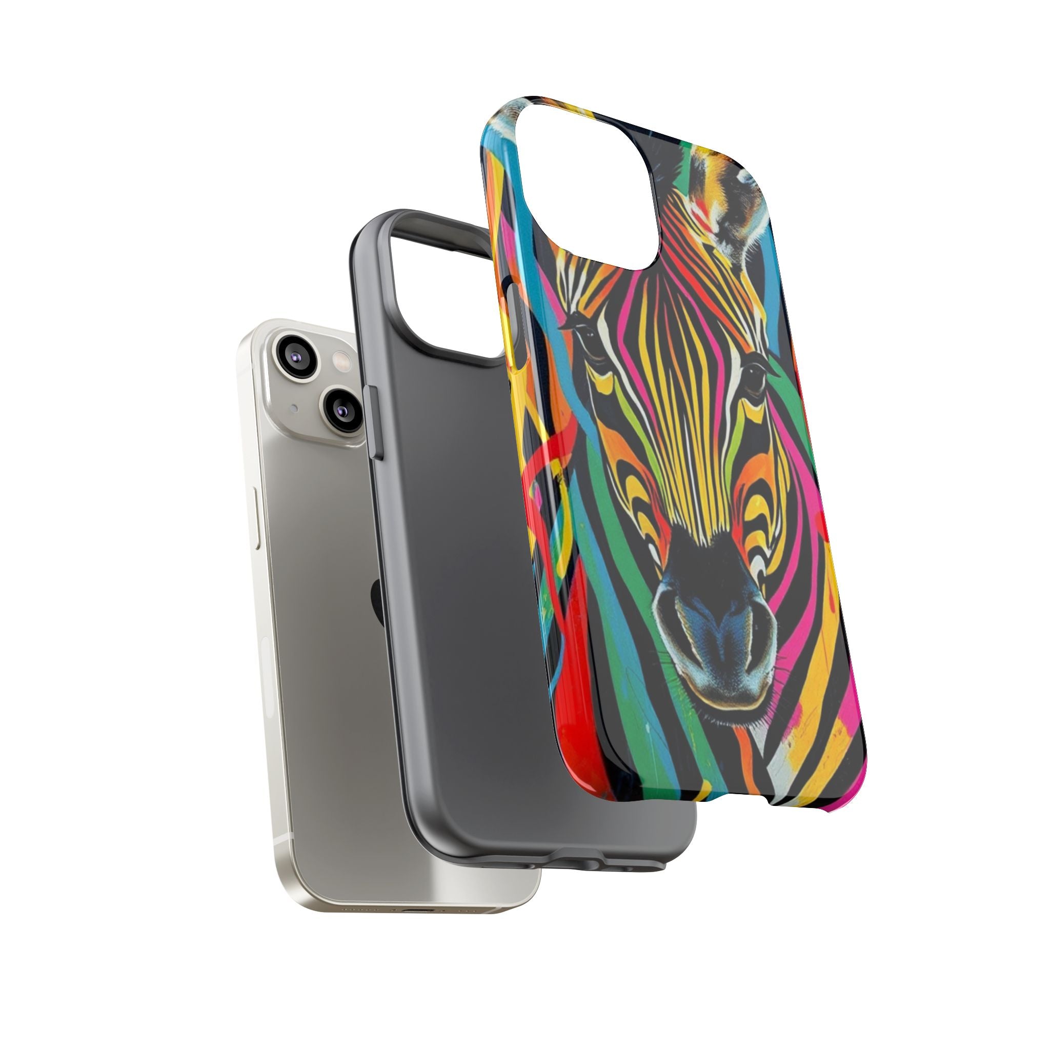 Android OR iPhone Compatible Cases - Rainbow Zebra Design - Unique Tough Cases