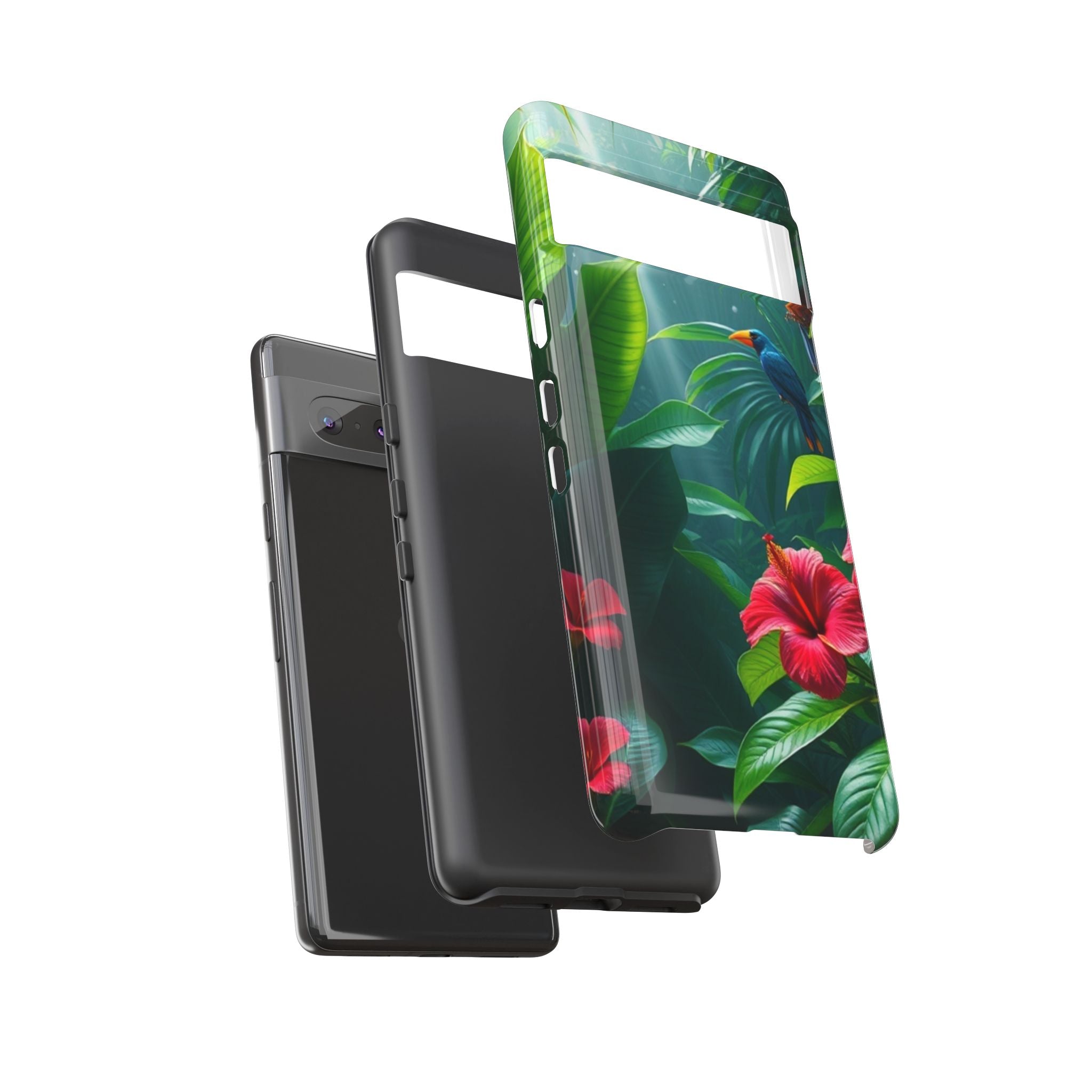 Android OR iPhone Compatible Cases - Tropical Flower & Bird Design - Unique Tough Cases