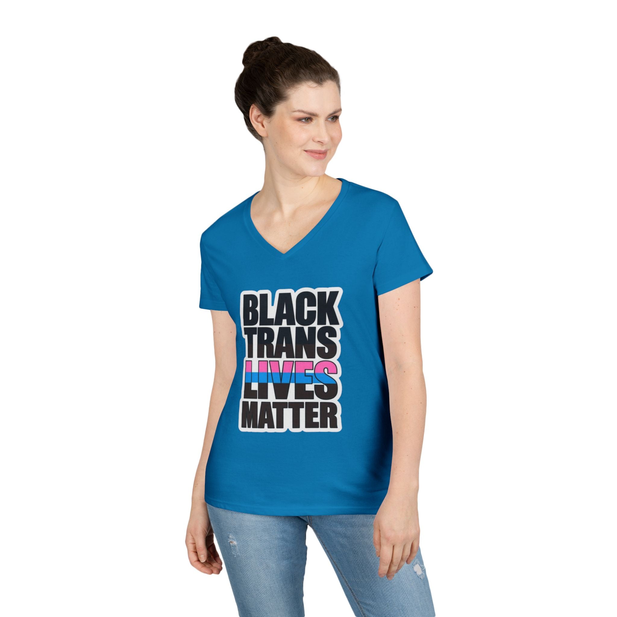 Black Trans Lives Matter V-Neck T-Shirt - Empowering Pride Apparel