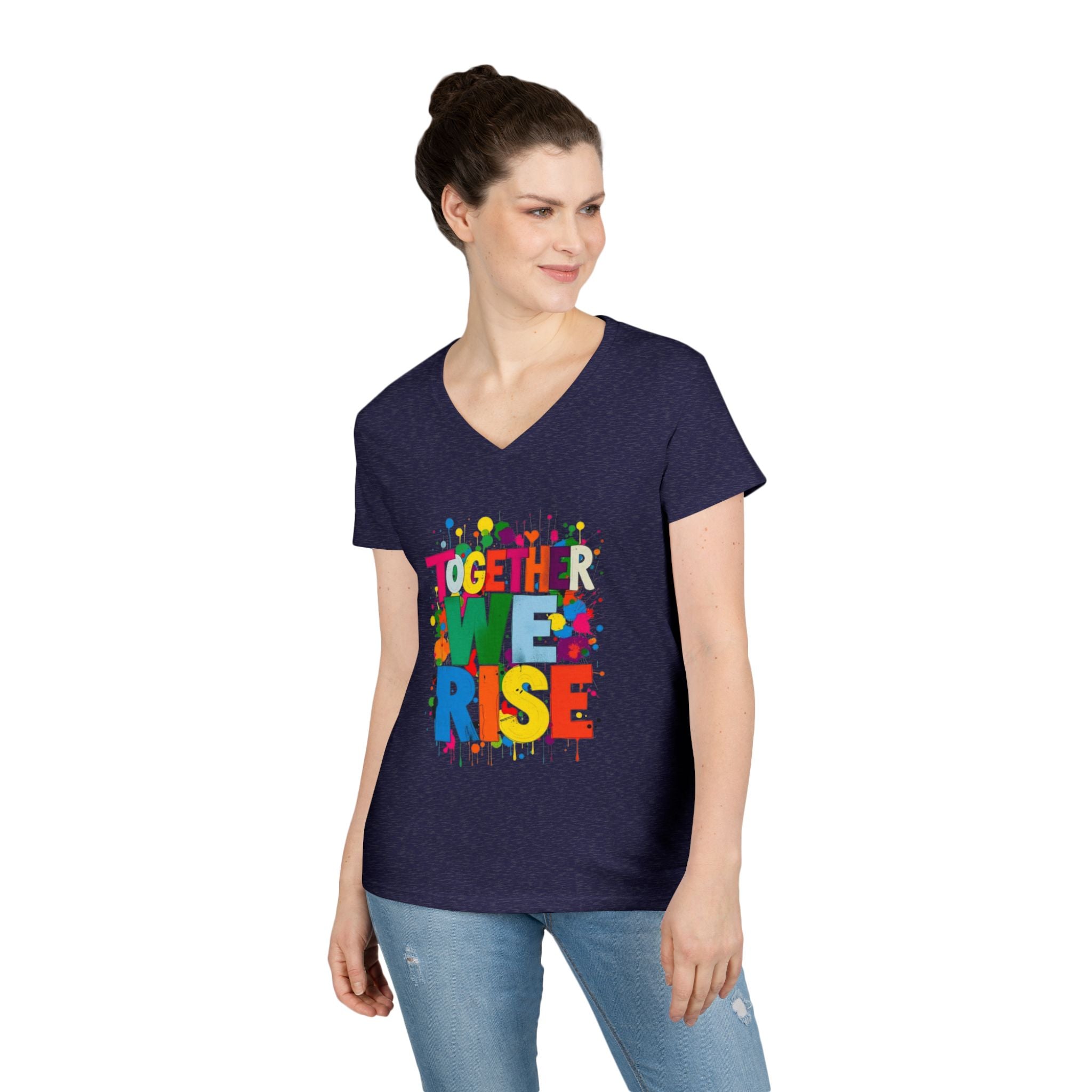 Together We Rise V-Neck T-Shirt for Empowerment