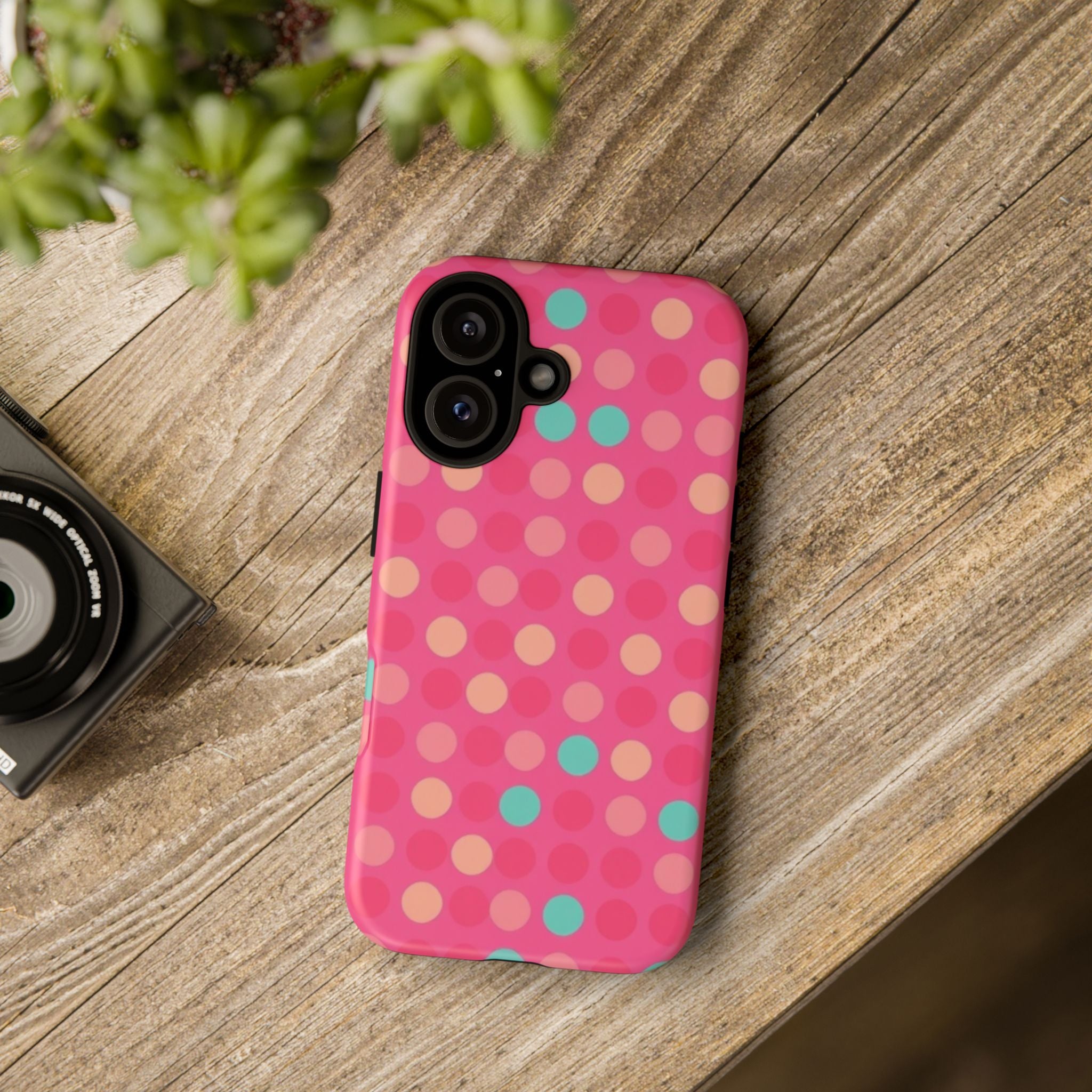 Android OR iPhone Protective Cases - Retro Polka Dots Pattern Tough Case
