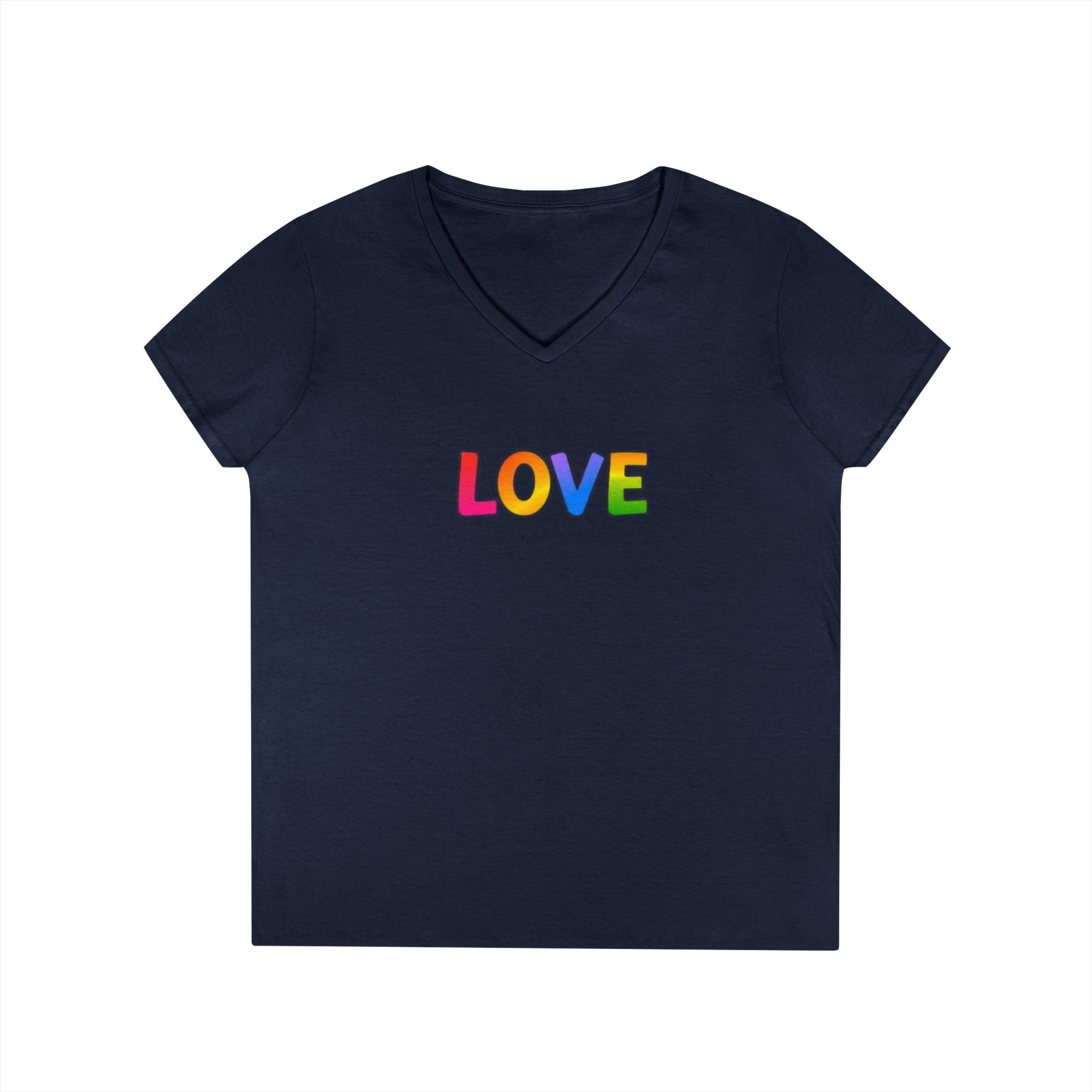 Colorful Love Ladies' V-Neck T-Shirt - Perfect for Everyday Wear and Celebrations