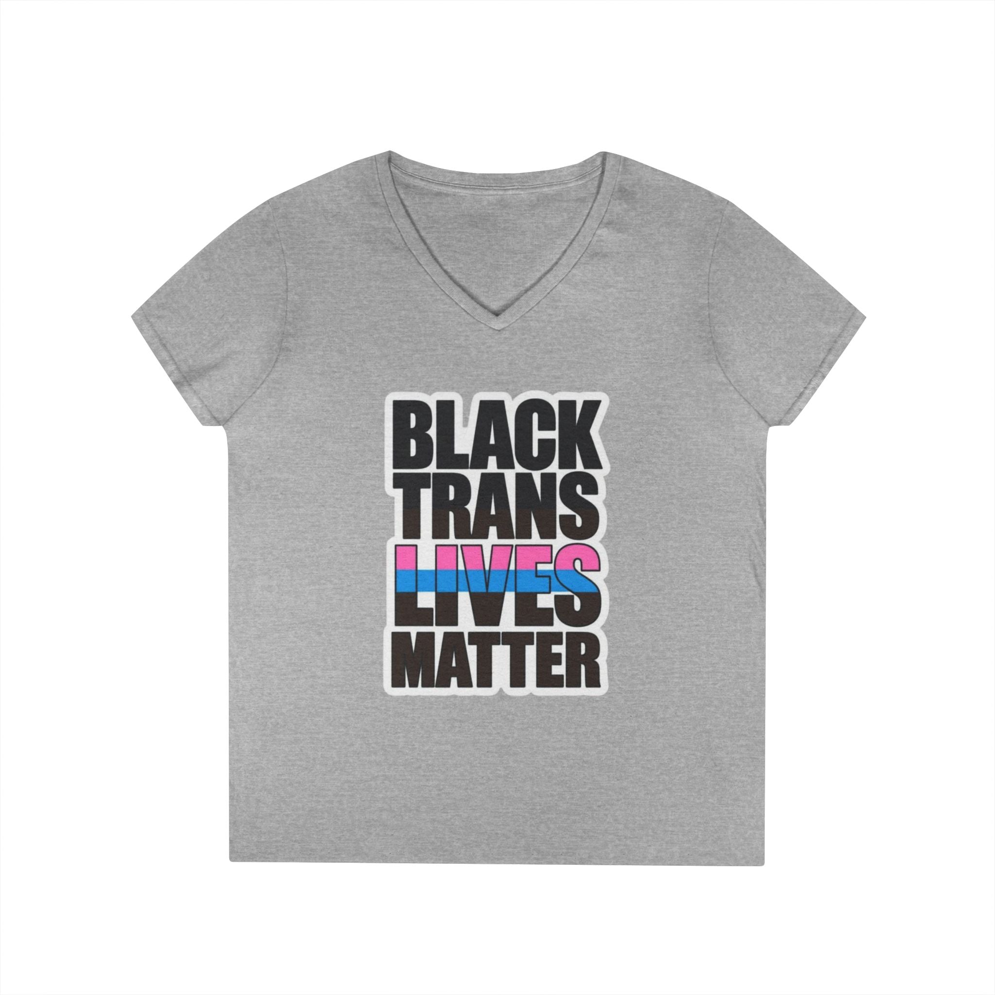 Black Trans Lives Matter V-Neck T-Shirt - Empowering Pride Apparel