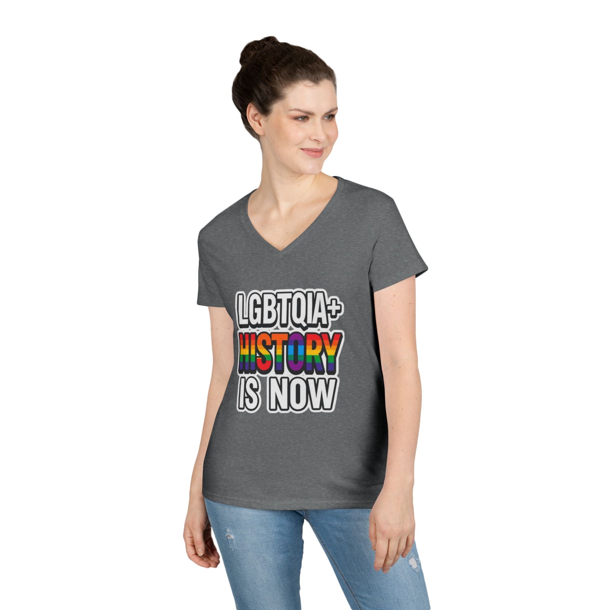 LGBTQIA+ History V-Neck T-Shirt for Pride and Activism