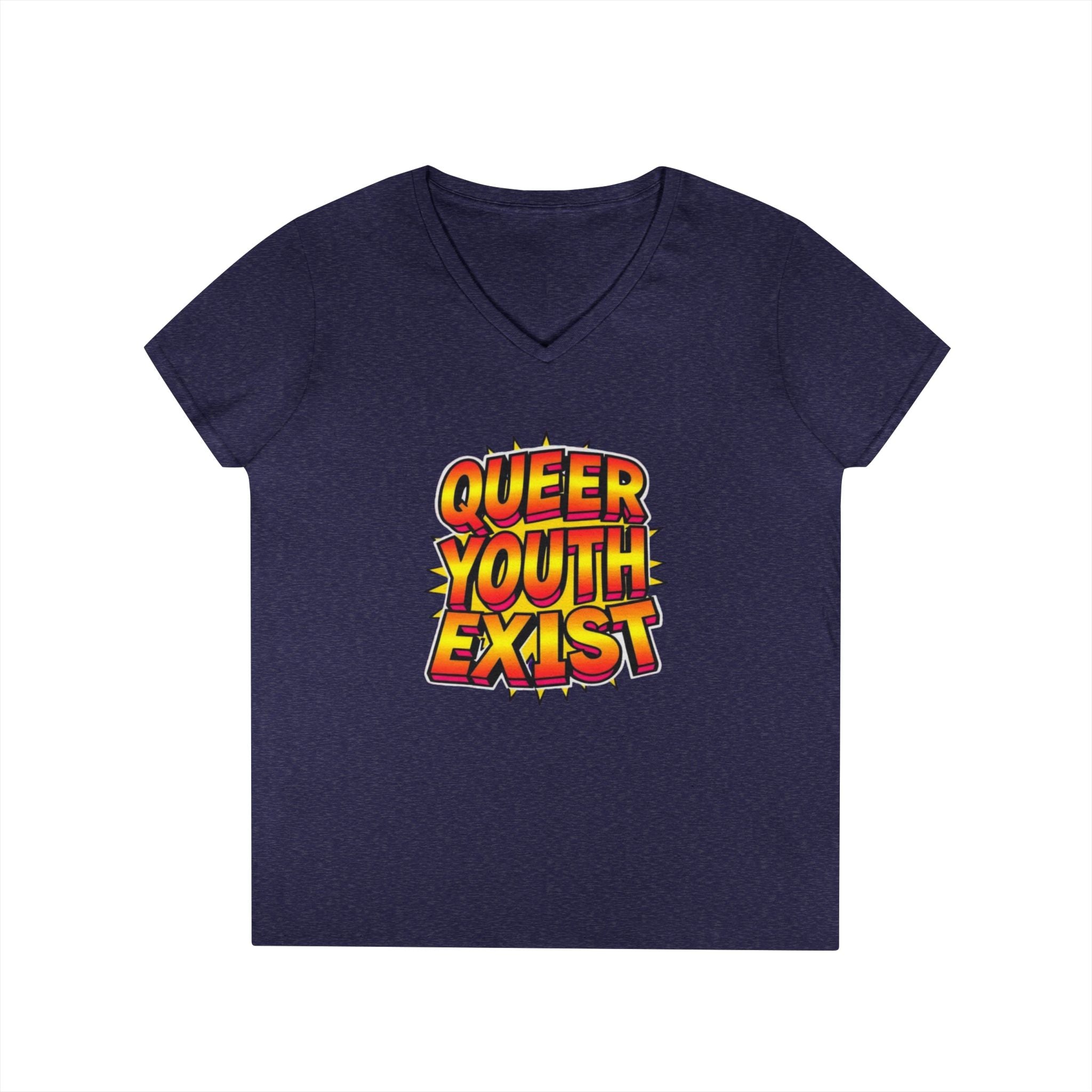 Queer Youth Exist V-Neck T-Shirt - Empowering Pride Apparel