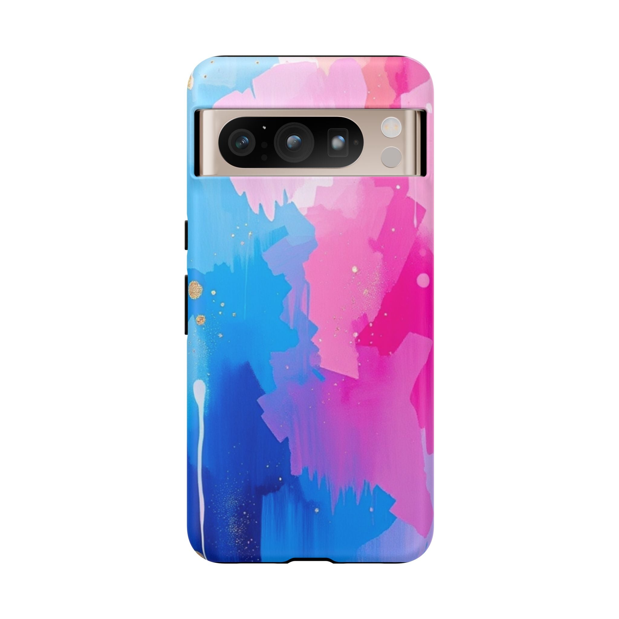 Android OR iPhone Compatible Cases - Pink and Blue Color Splash Design