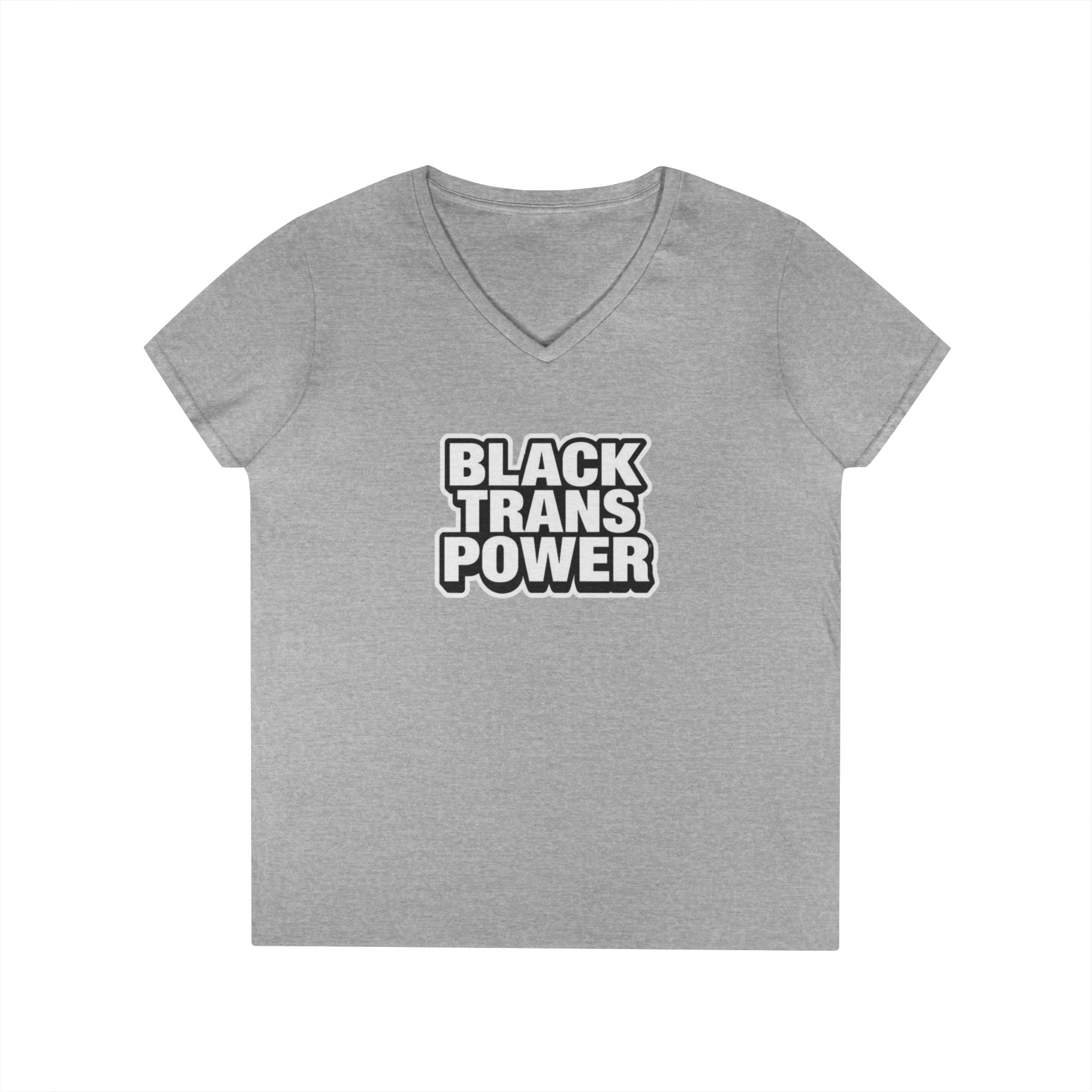 Empowering Ladies' V-Neck T-Shirt - Black Trans Power Design