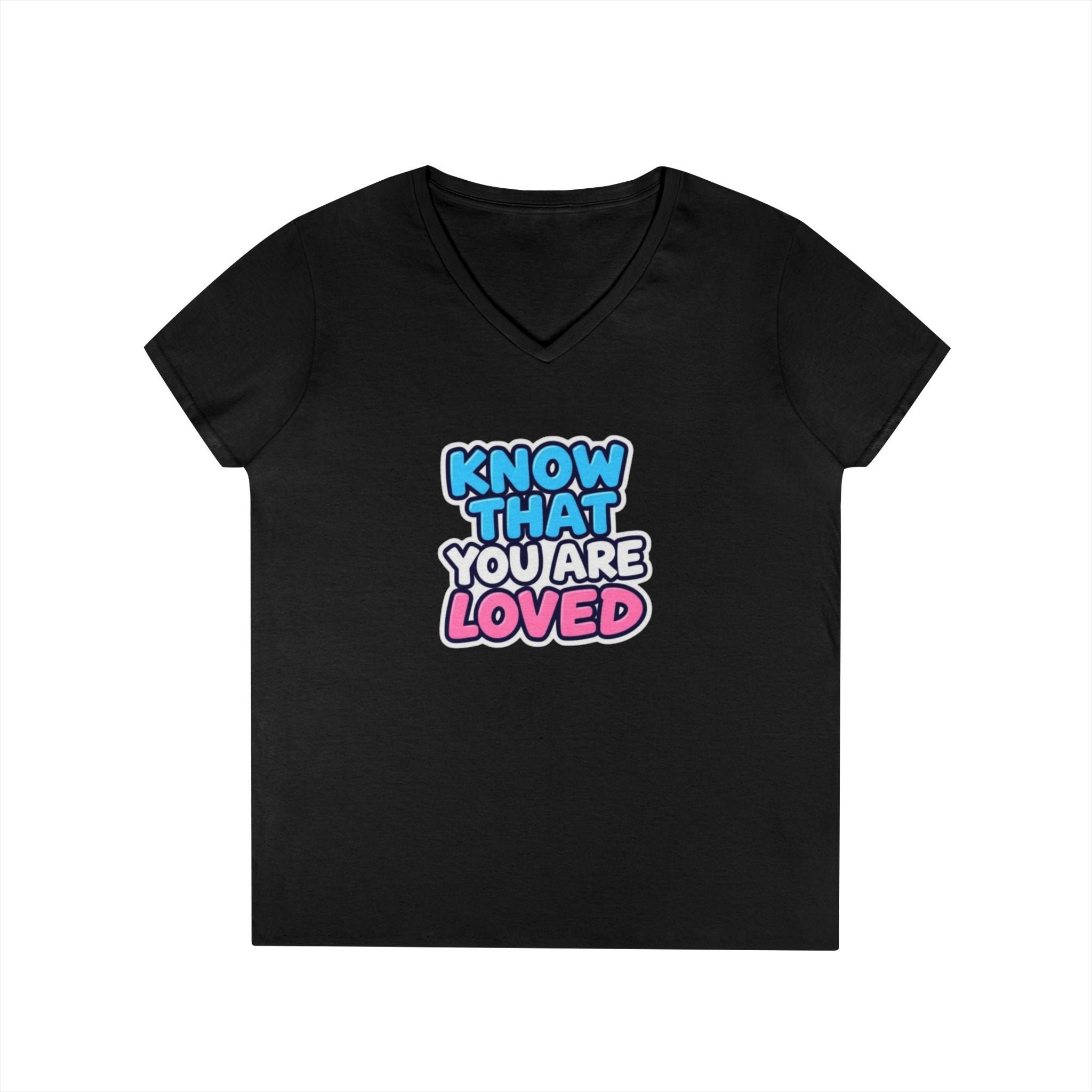 Know That You Are Loved Ladies' V-Neck T-Shirt Trans Colors