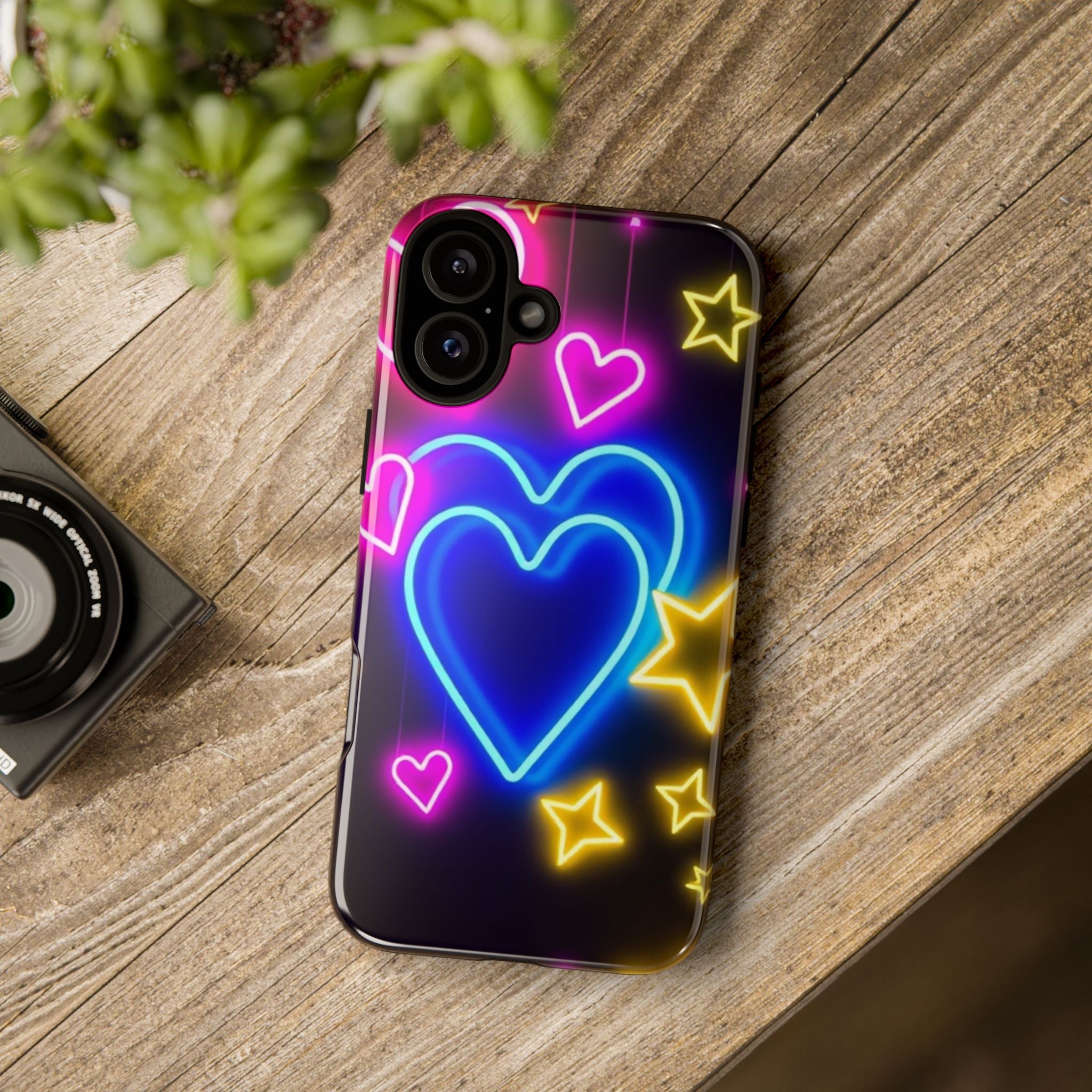 Android OR iPhone Compatible Cases - Neon Love Design - Unique Tough Cases
