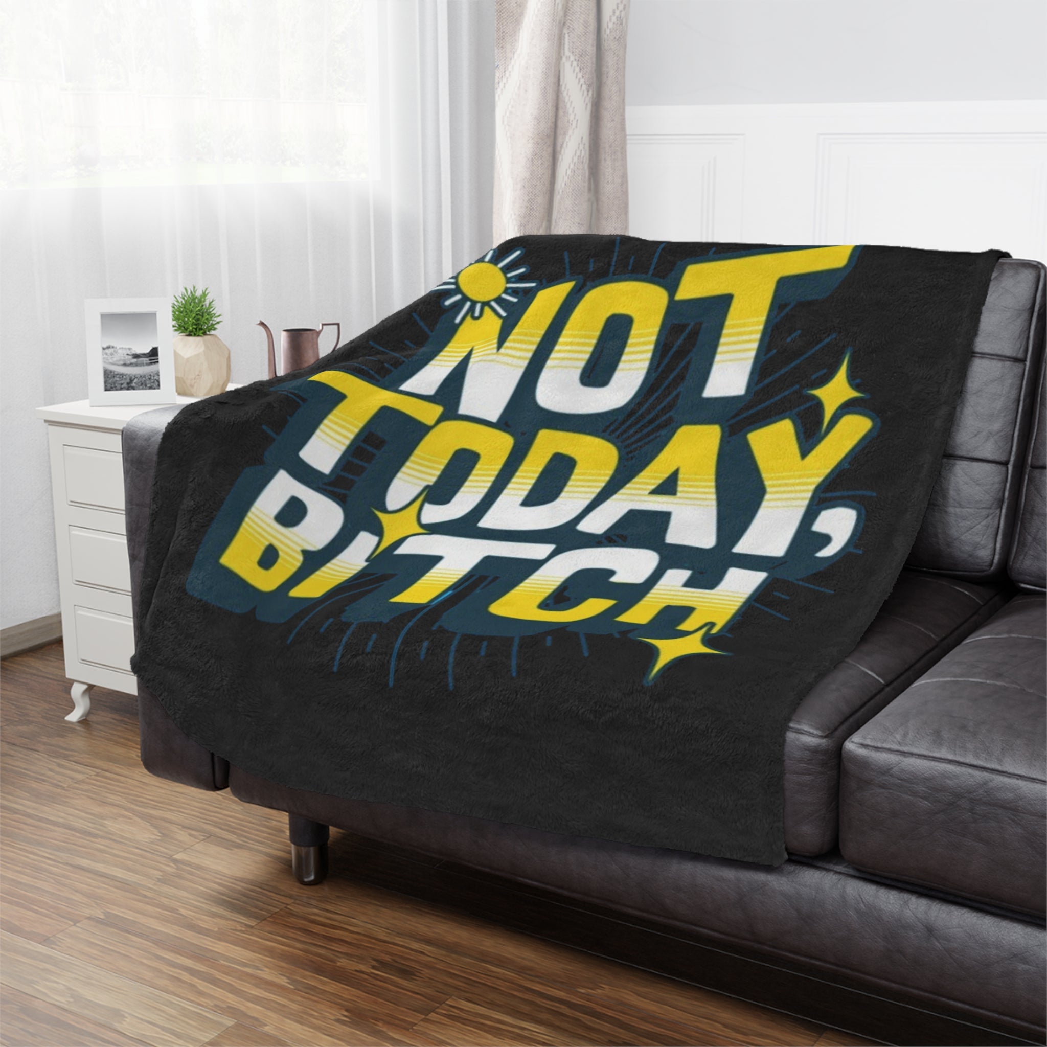 Not Today, Bitch Microfiber Blanket - EqualiTees.Me