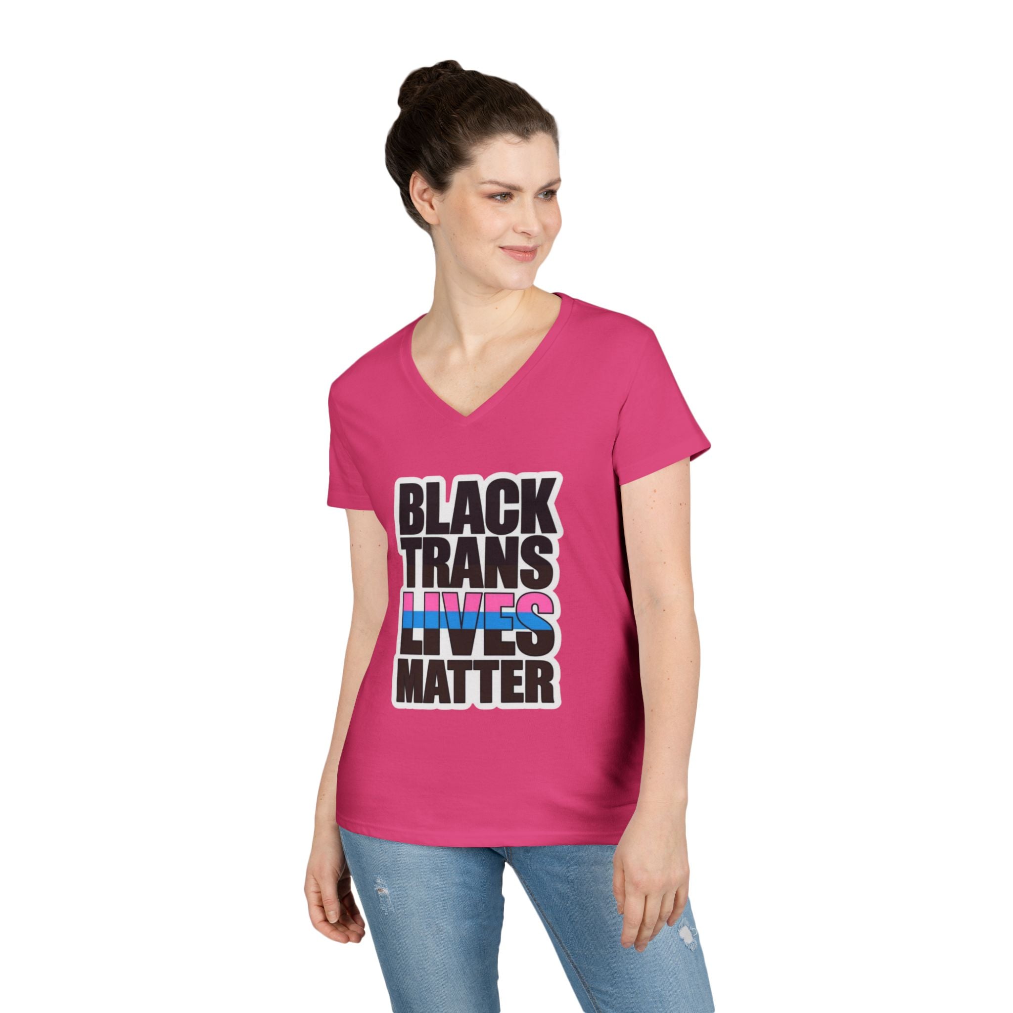 Black Trans Lives Matter V-Neck T-Shirt - Empowering Pride Apparel