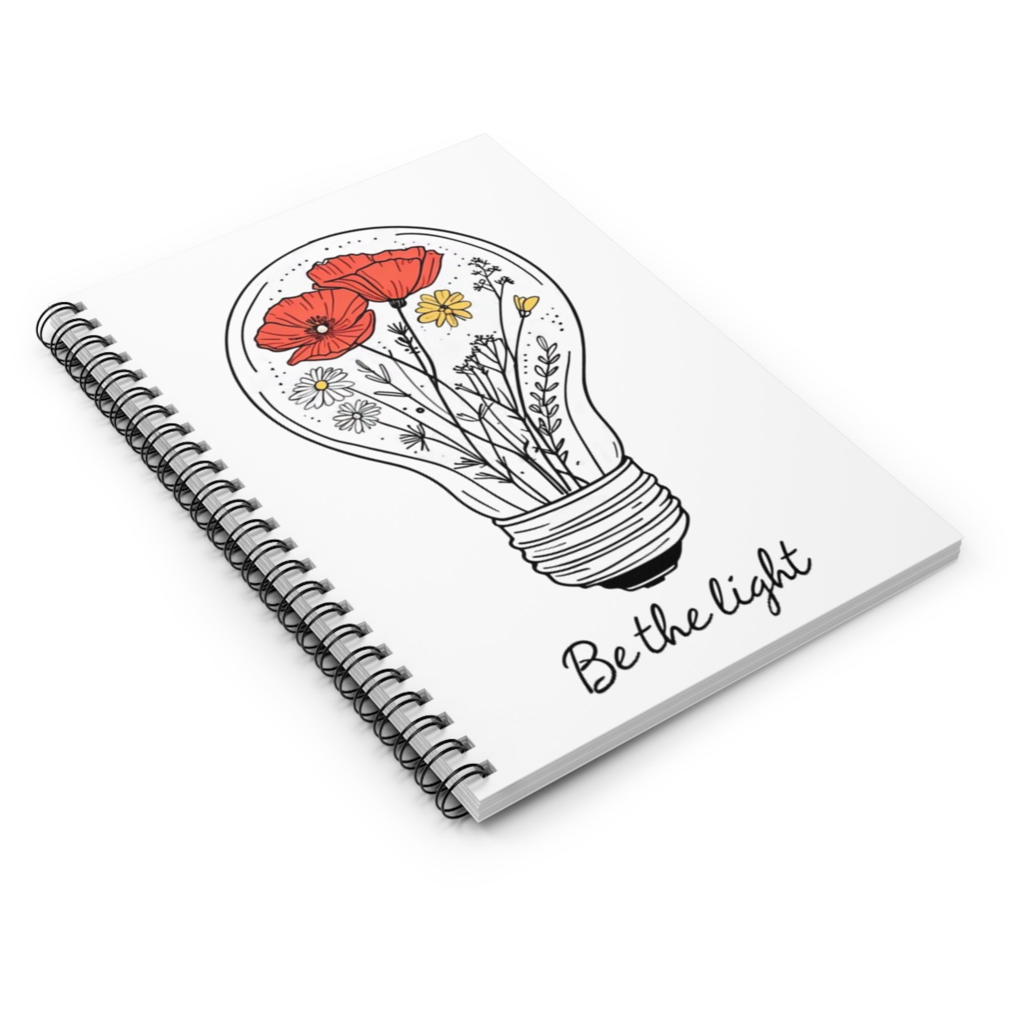 Be The Light Floral Spiral Notebook - Inspirational Ruled Journal for Creative Souls