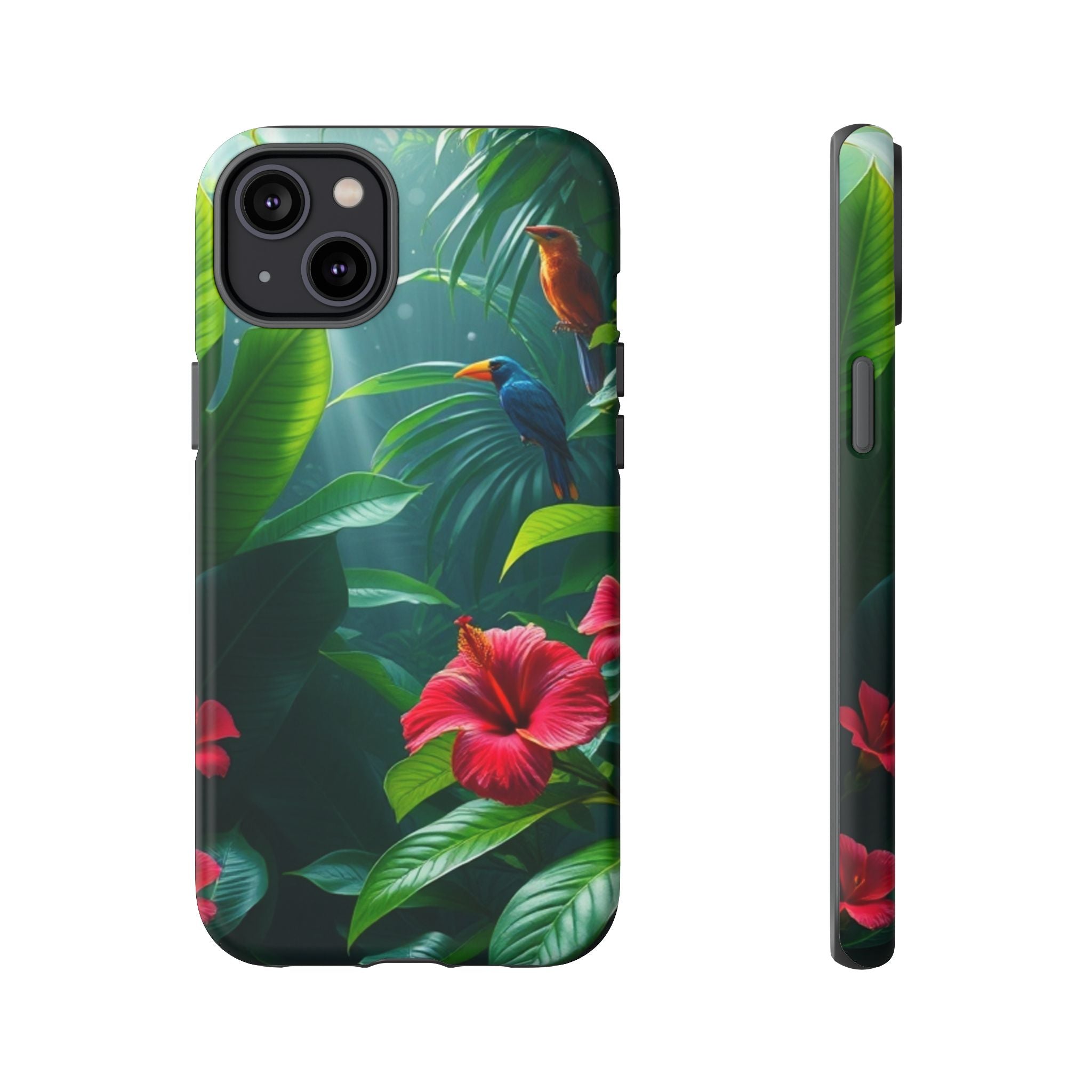 Android OR iPhone Compatible Cases - Tropical Flower & Bird Design - Unique Tough Cases